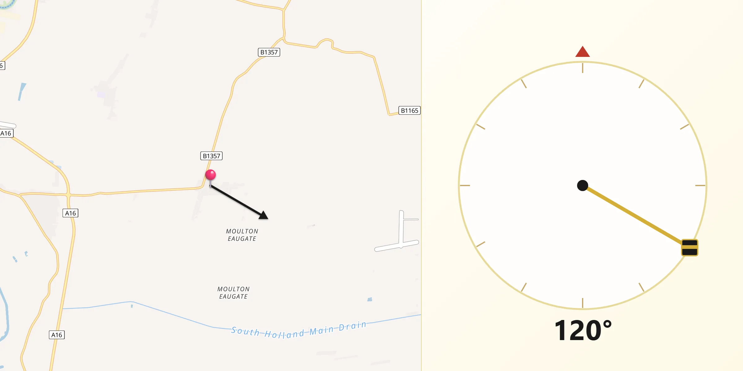 Qibla Direction from Moulton Chapel