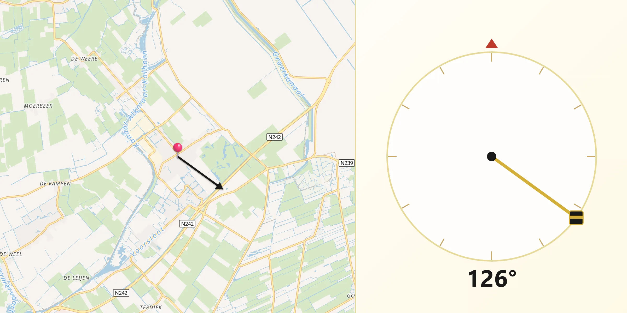 Qibla Richting vanaf Winkel