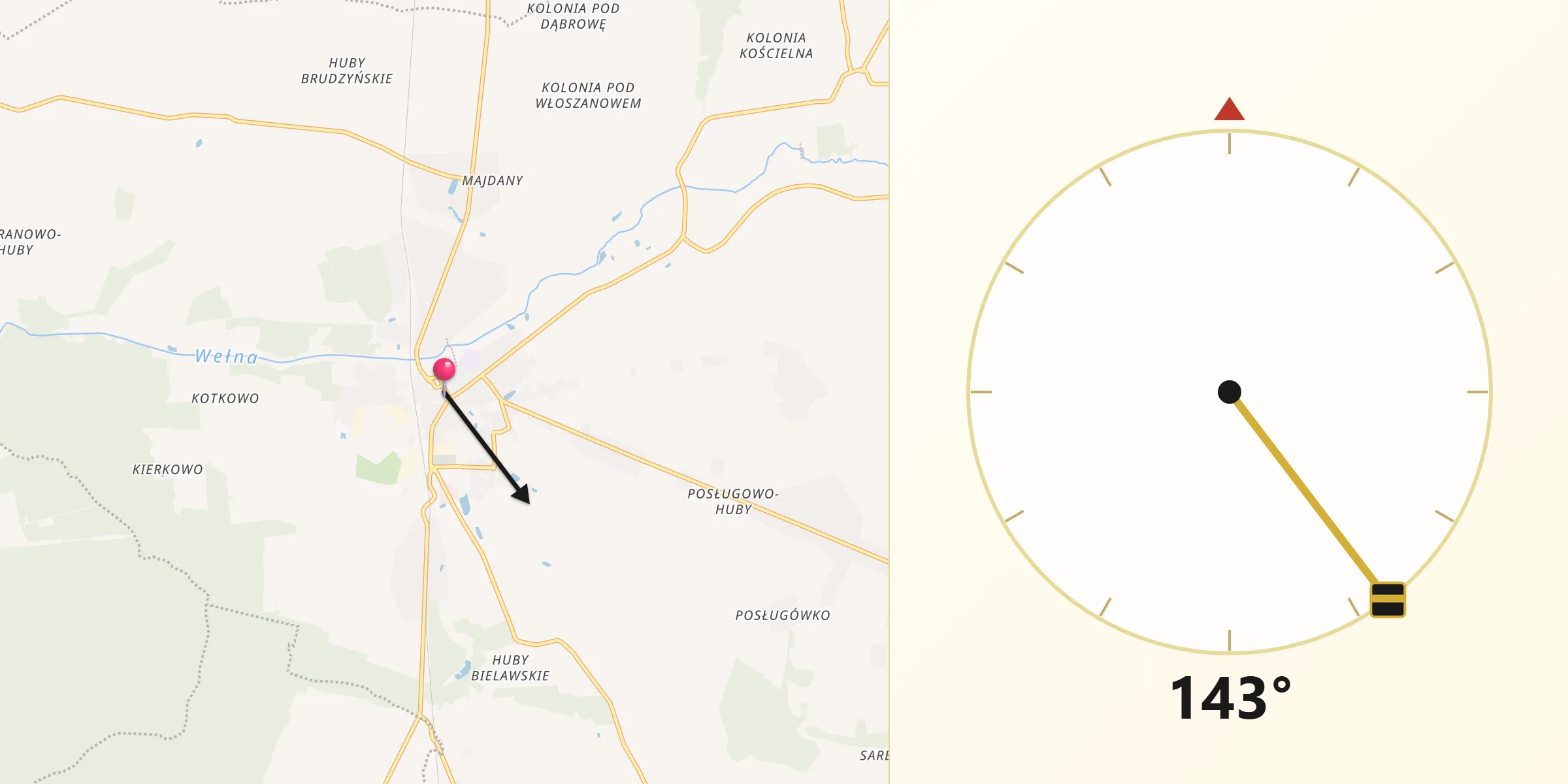 Kierunek Qibla z Janowiec Wielkopolski