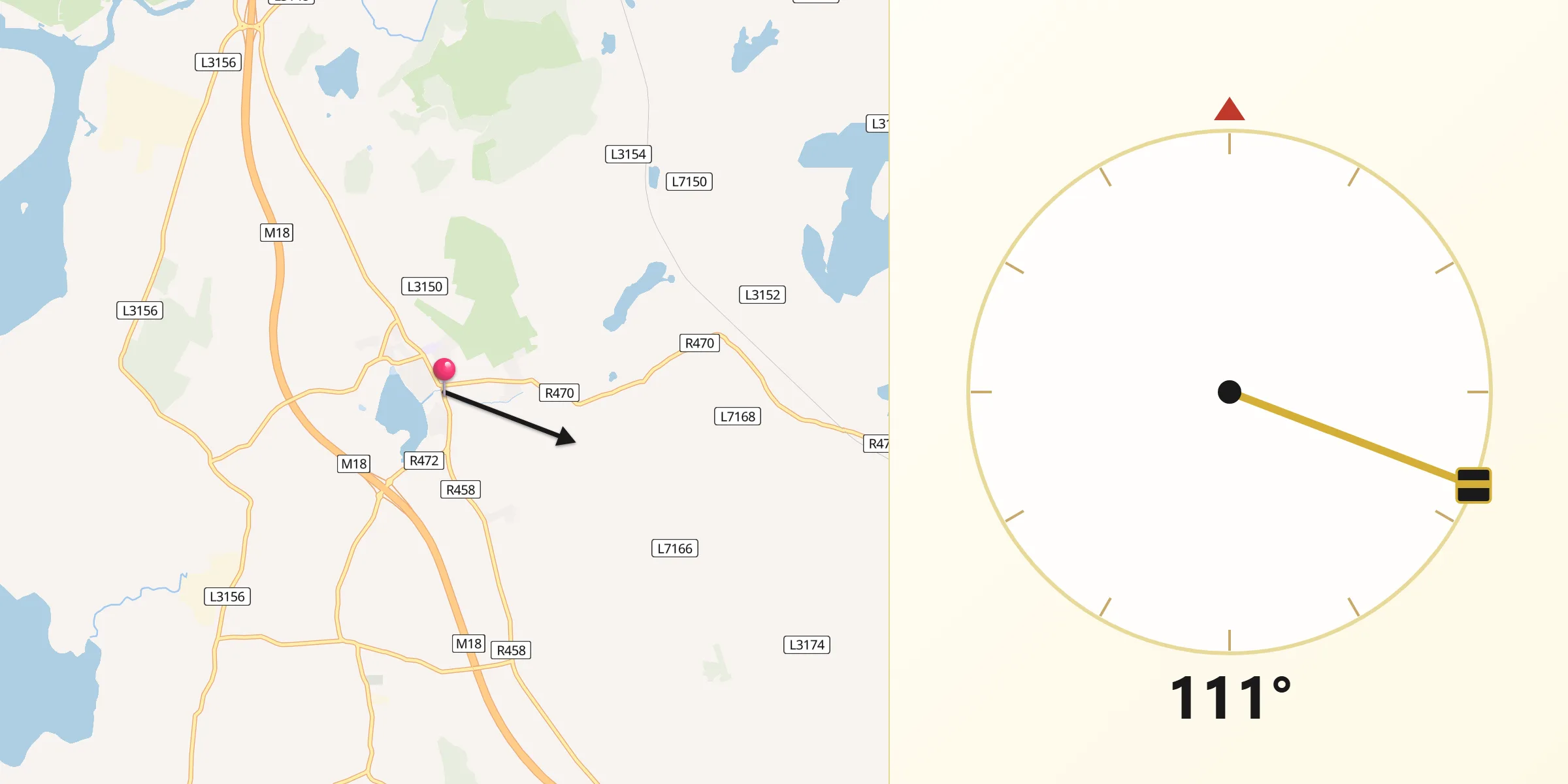 Qibla Direction from Newmarket on Fergus