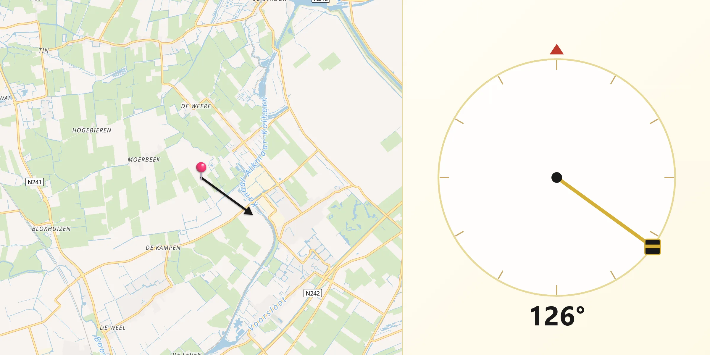 Qibla Richting vanaf Wateringskant