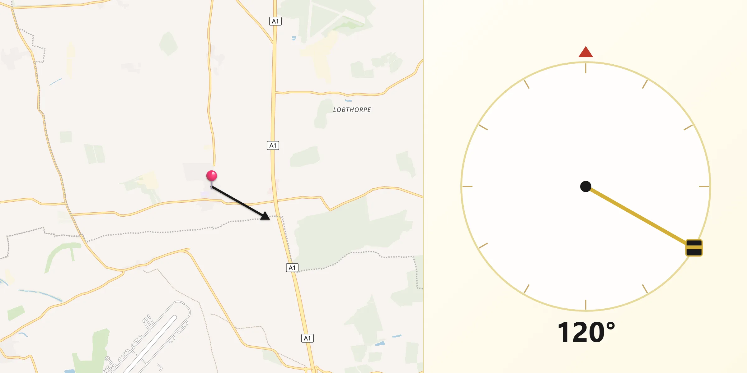 Qibla Direction from South Witham