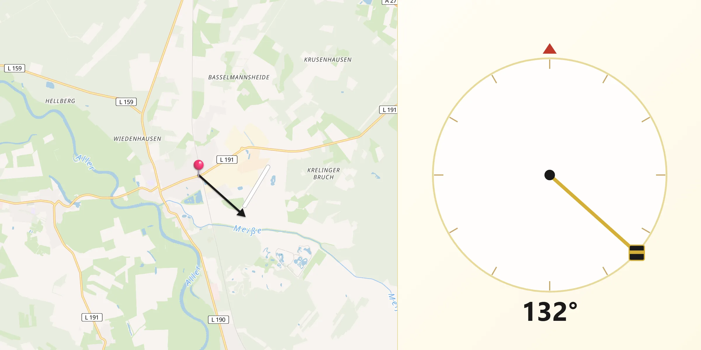 Qibla-Richtung von Hodenhagen