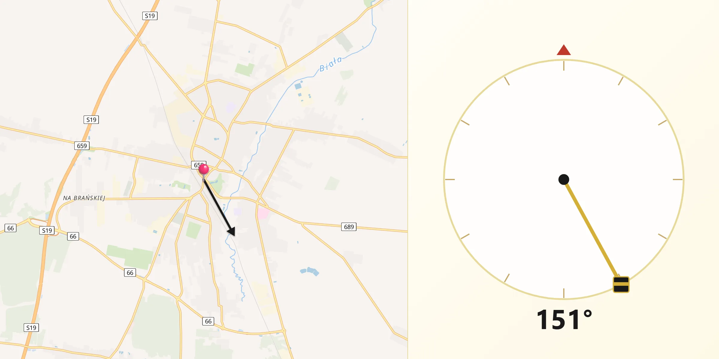 Kierunek Qibla z Bielsk Podlaski