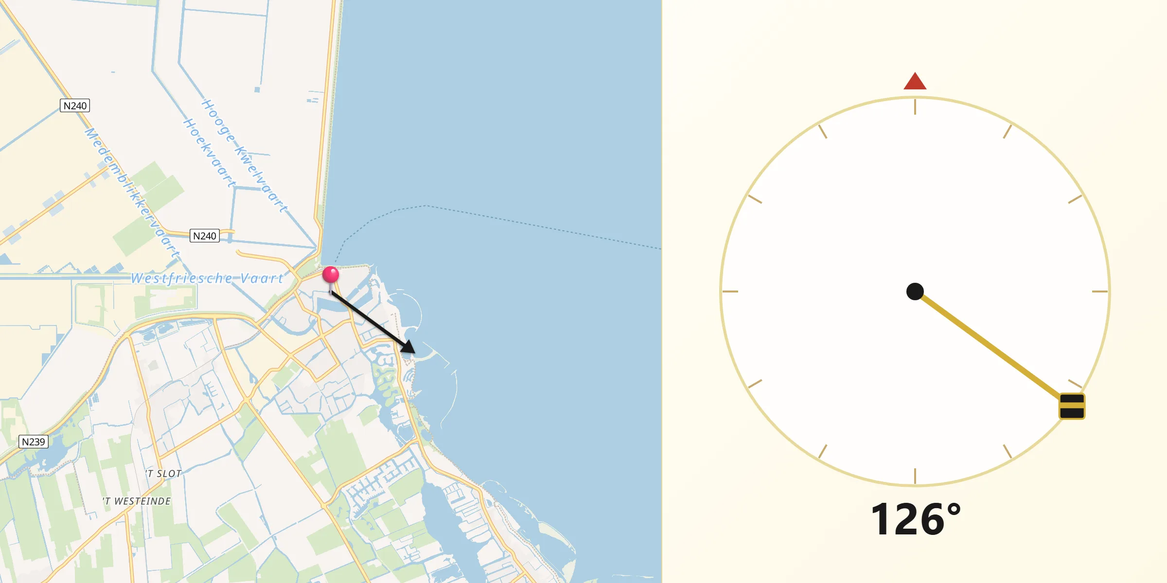 Qibla Richting vanaf Medemblik