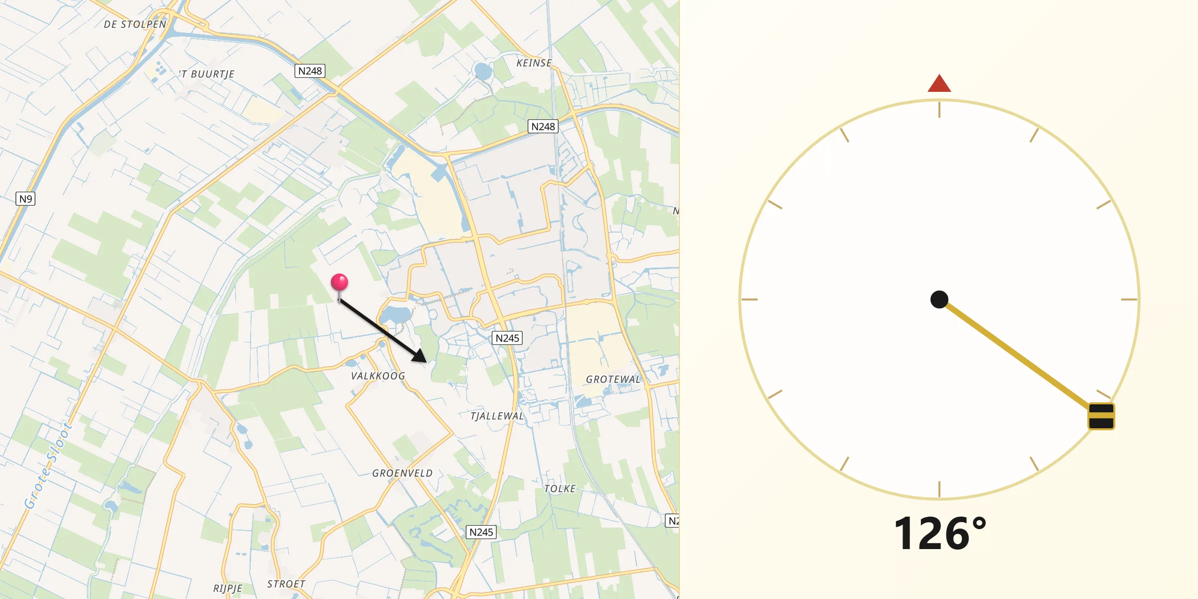 Qibla Richting vanaf Valkkoog