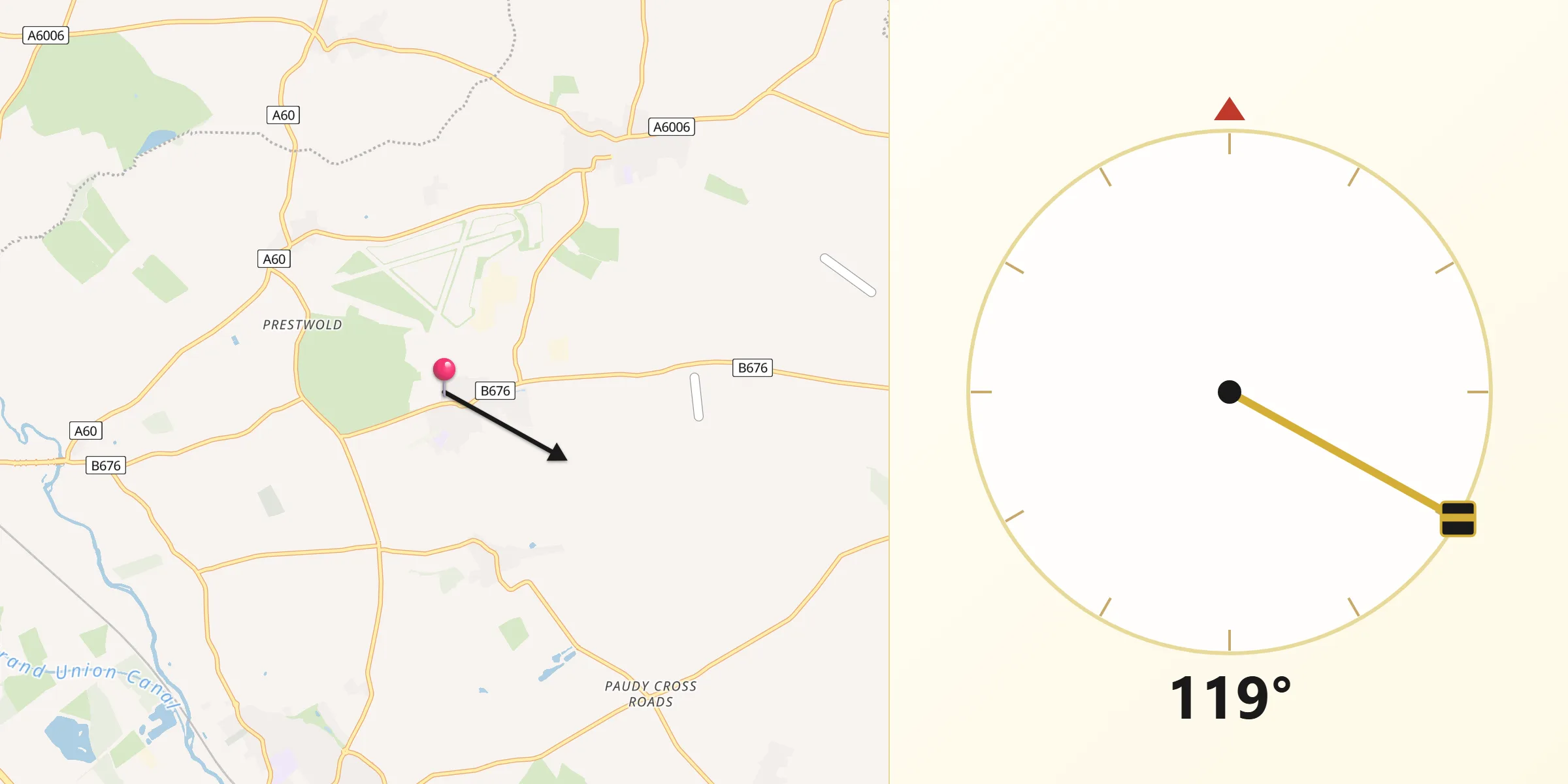Qibla Direction from Burton on the Wolds