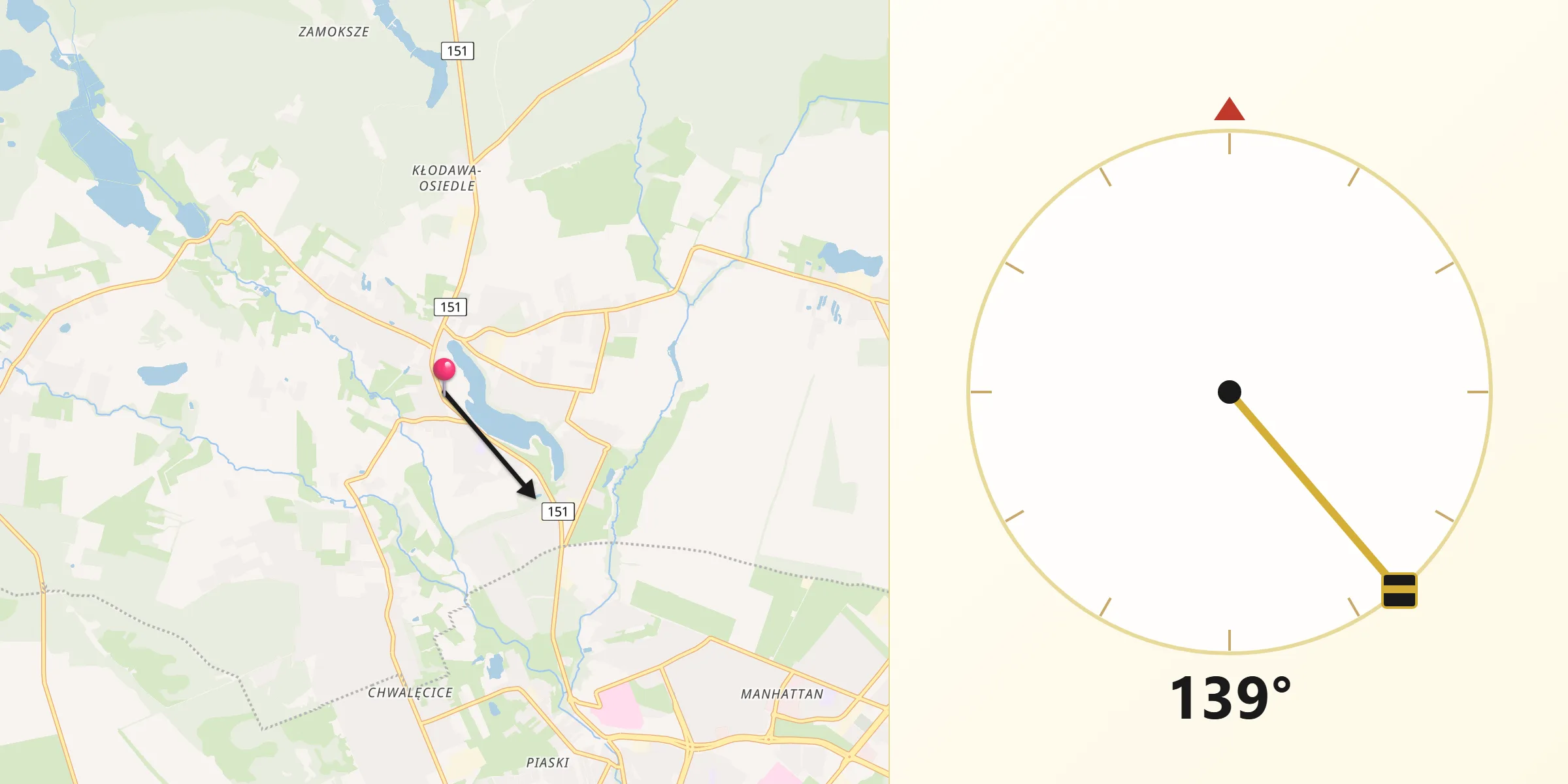 Kierunek Qibla z Kłodawa