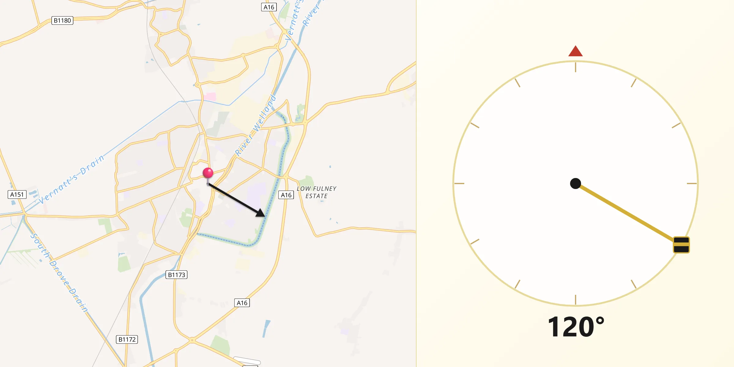 Qibla Direction from Spalding