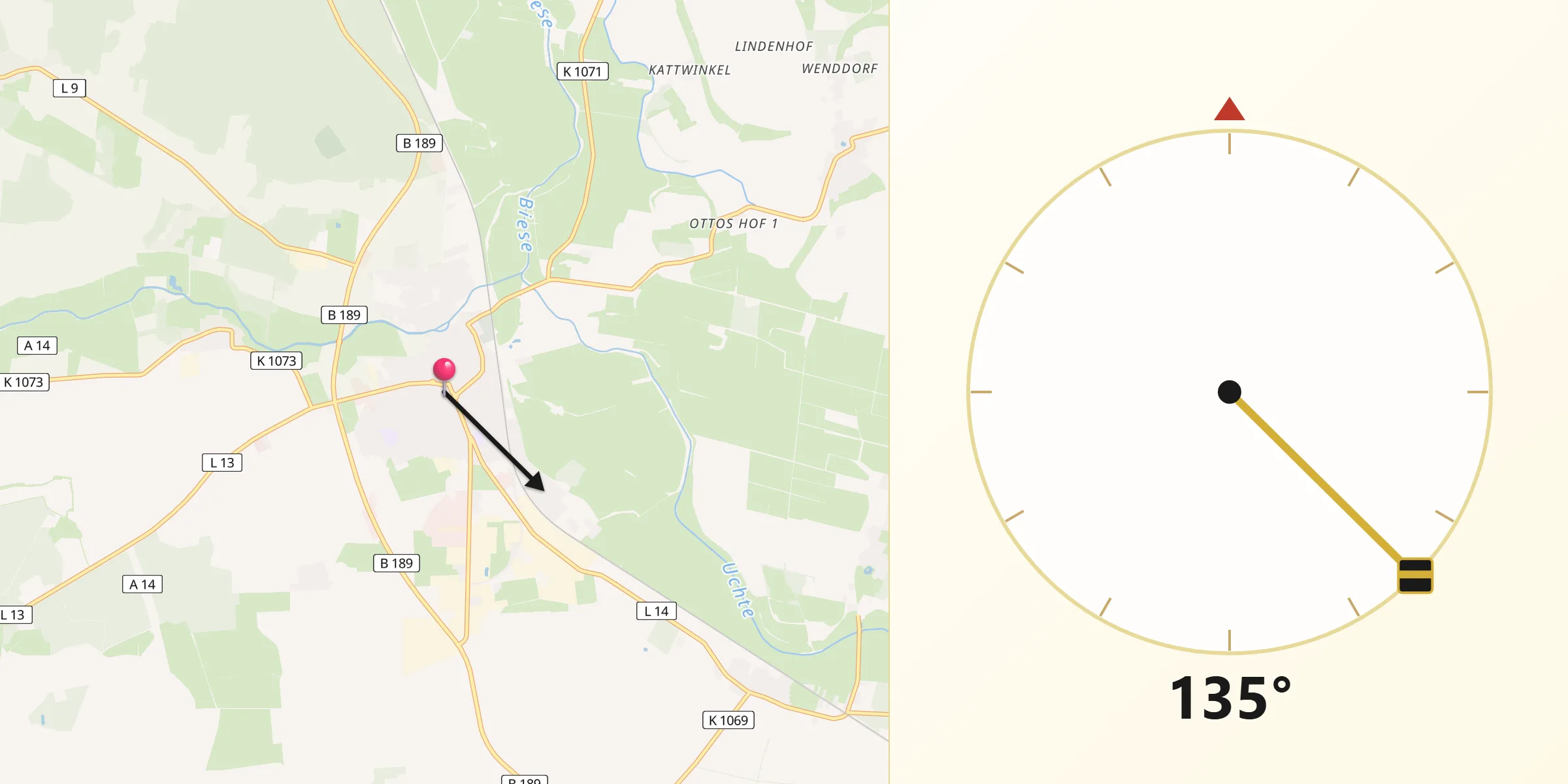 Qibla-Richtung von Osterburg