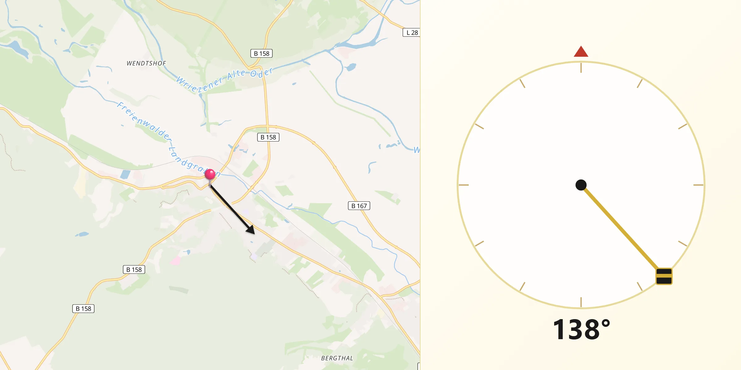 Qibla-Richtung von Bad Freienwalde