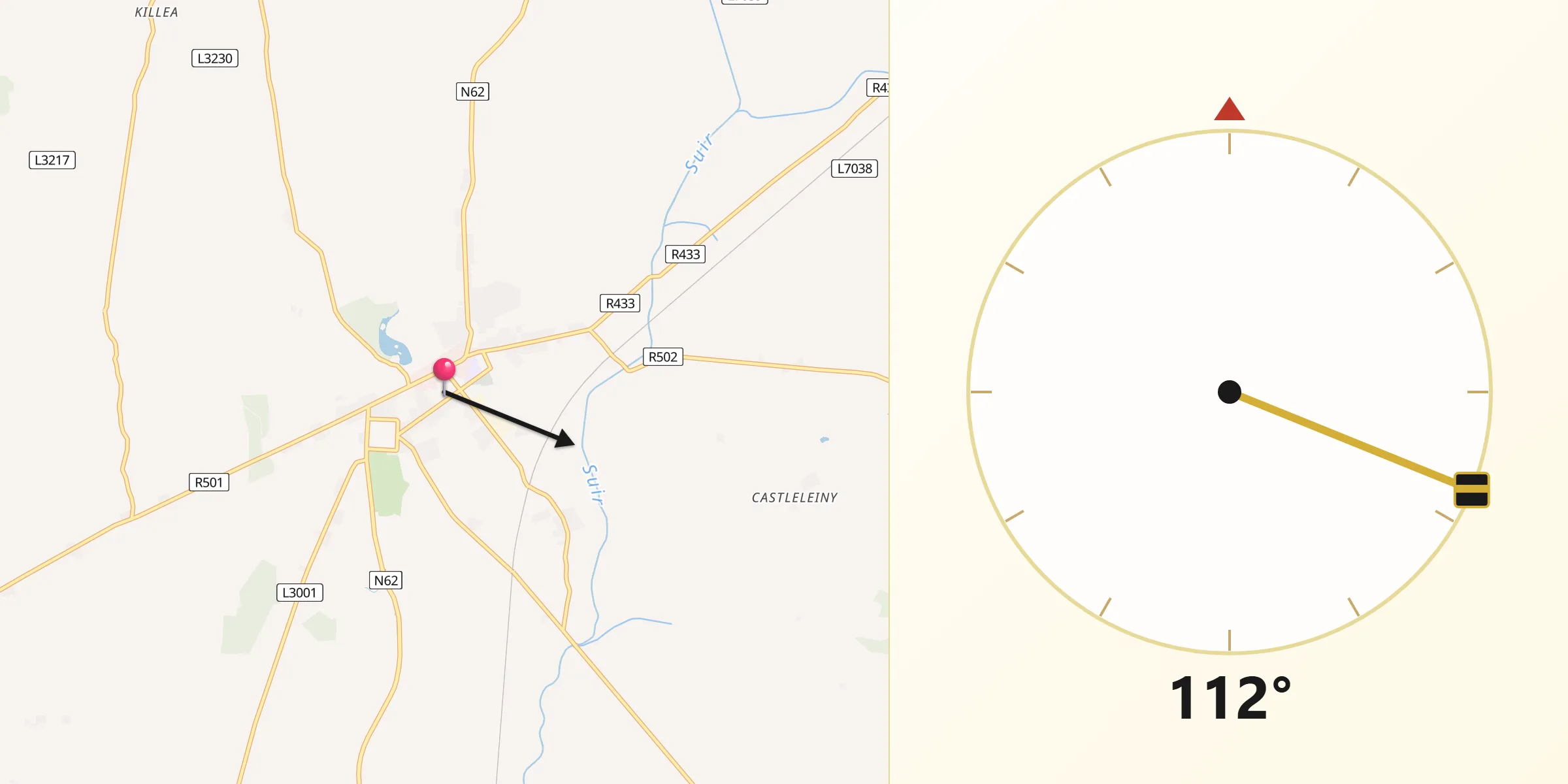 Qibla Direction from Templemore