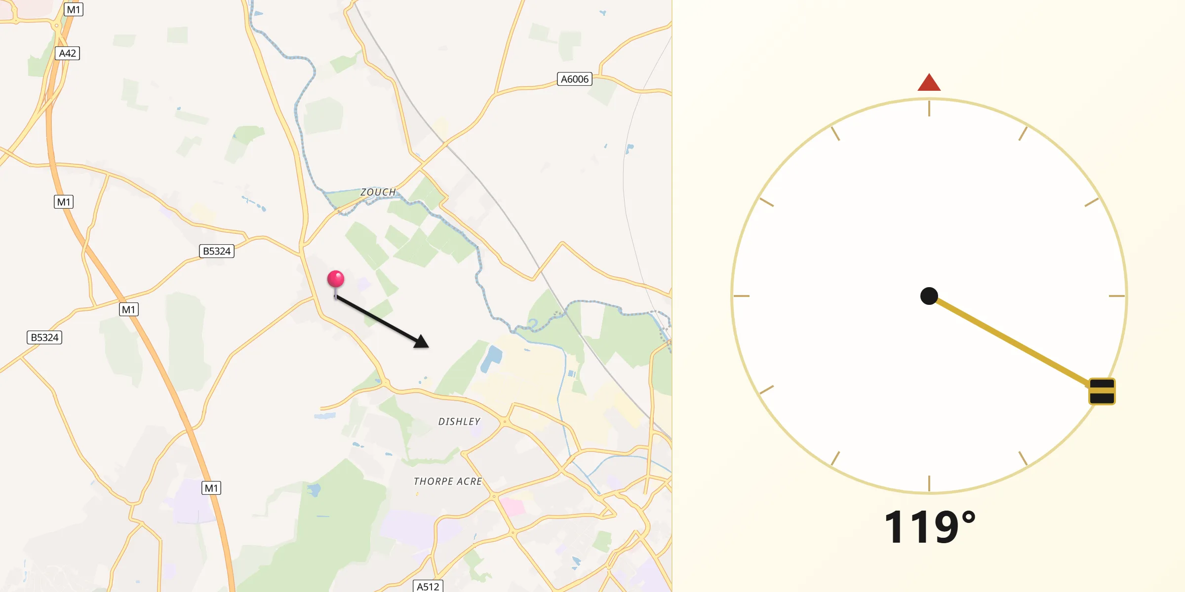 Qibla Direction from Hathern