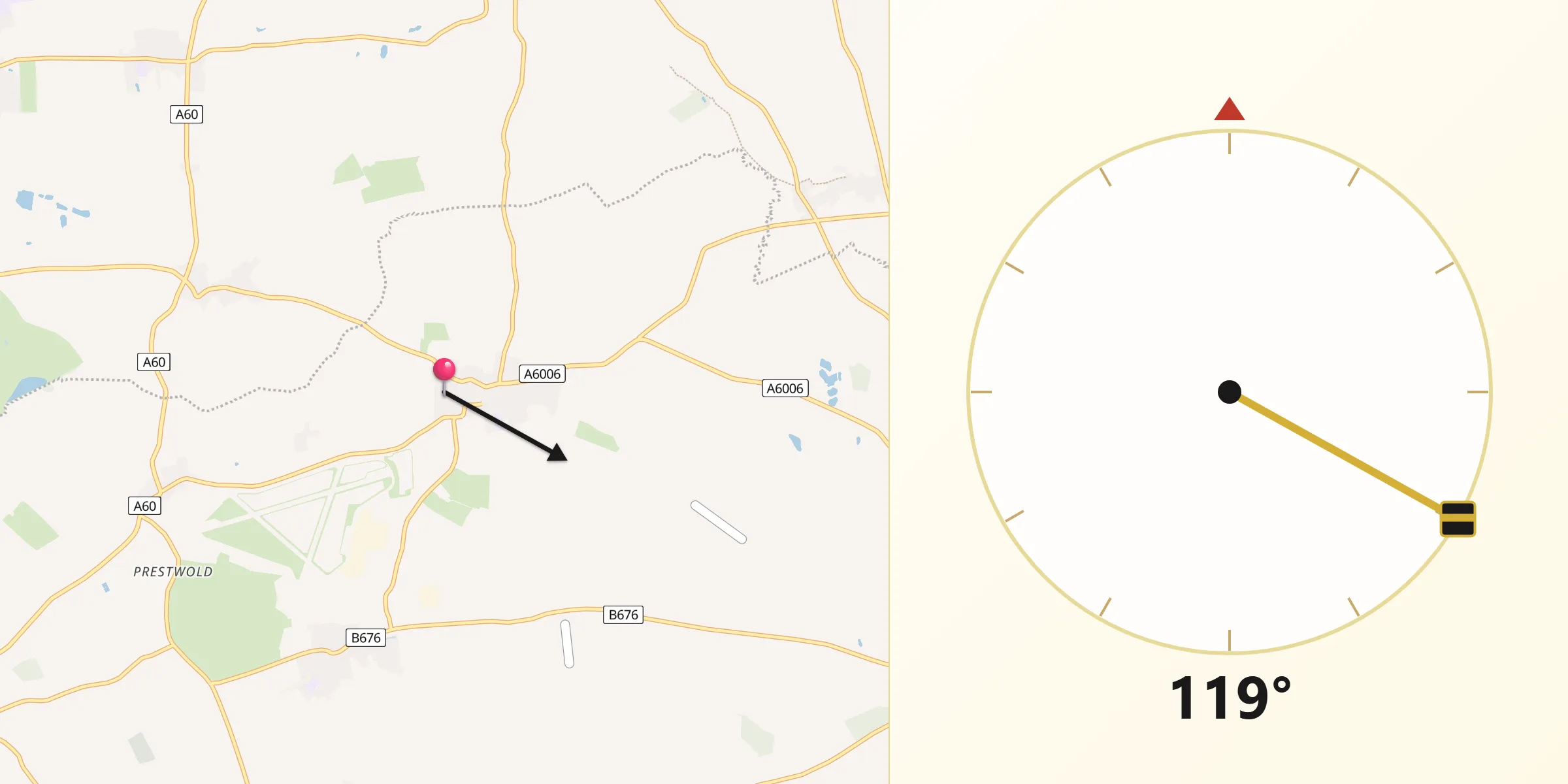 Qibla Direction from Wymeswold