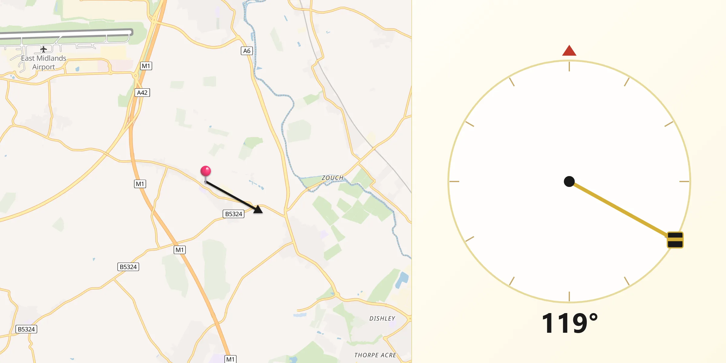 Qibla Direction from Long Whatton
