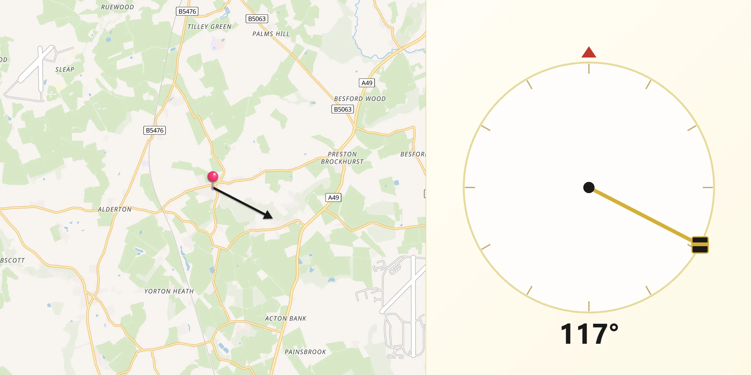 Qibla Direction from Clive