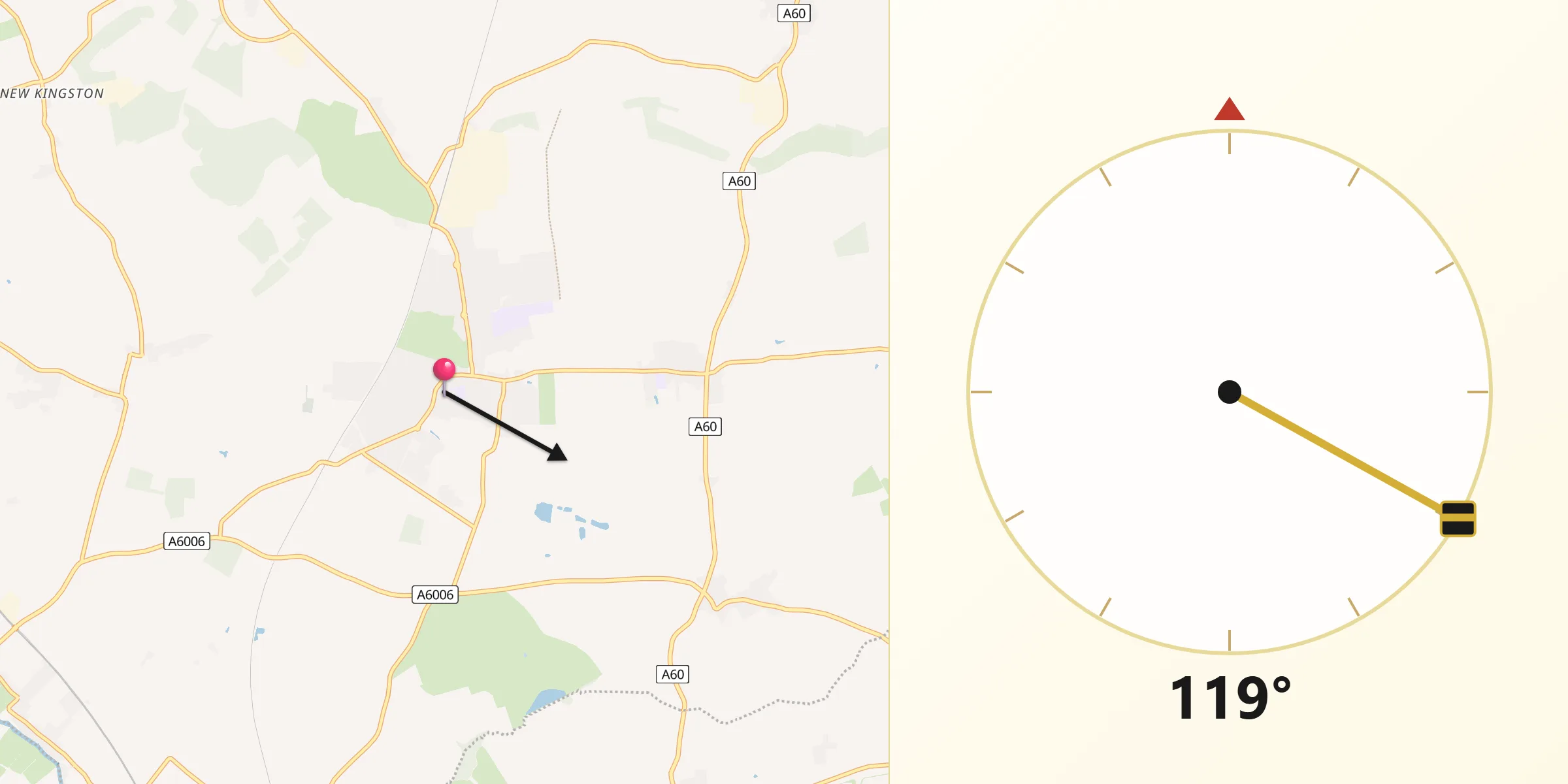 Qibla Direction from East Leake
