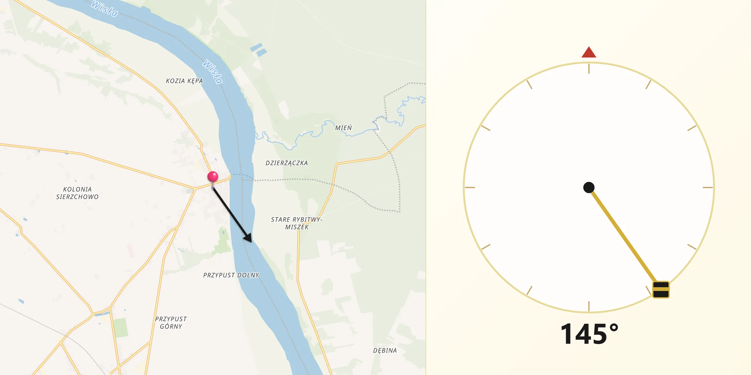 Kierunek Qibla z Nieszawa