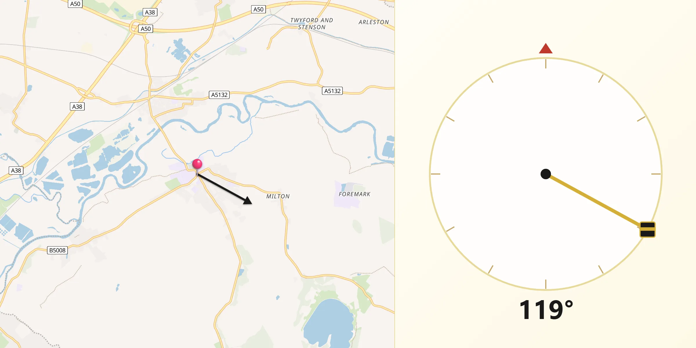 Qibla Direction from Repton