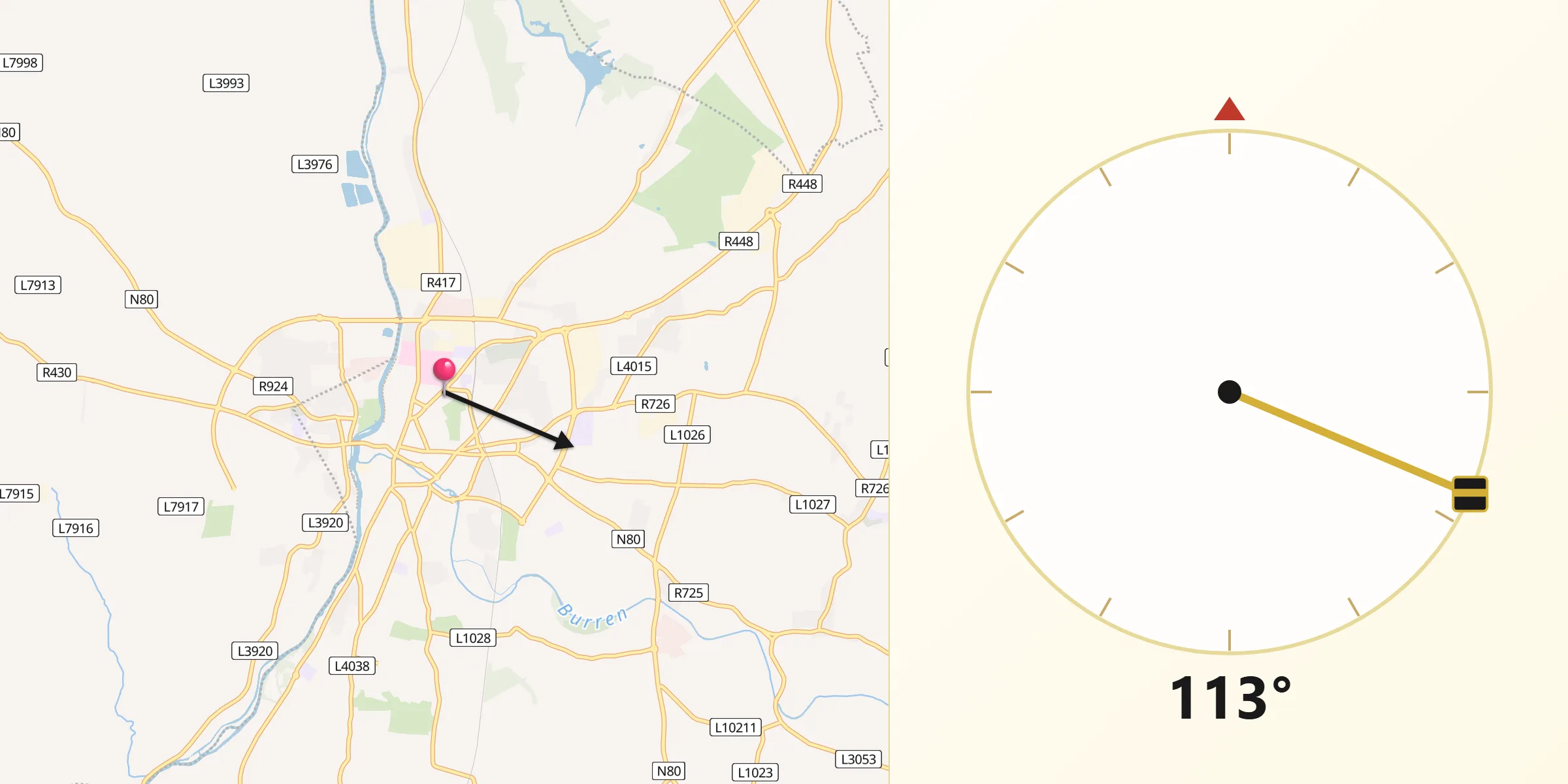 Qibla Direction from Carlow