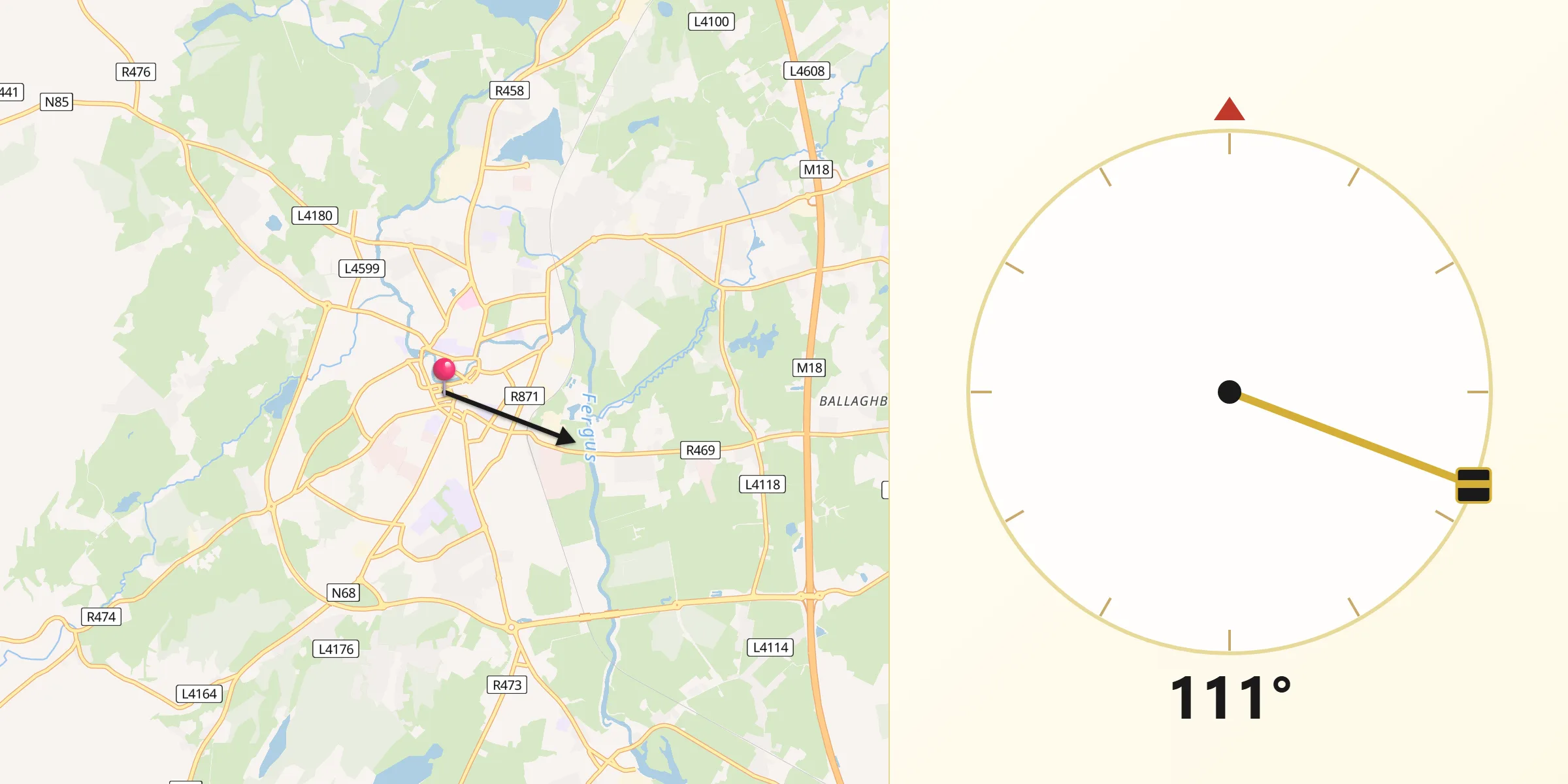 Qibla Direction from Ennis