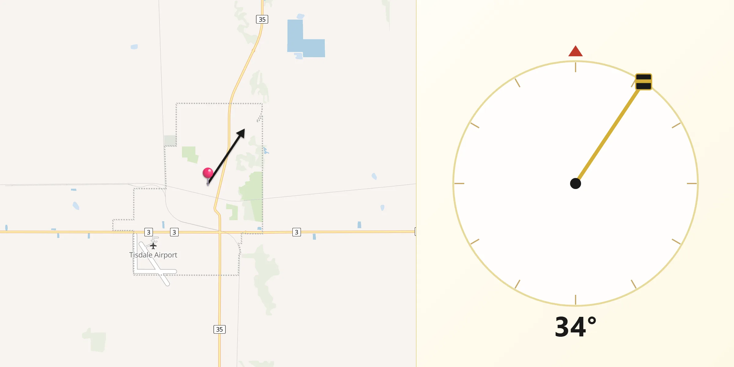 Qibla Direction from Tisdale