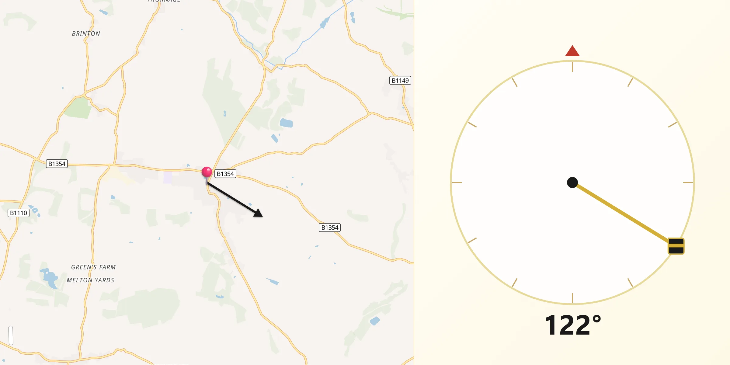 Qibla Direction from Briston
