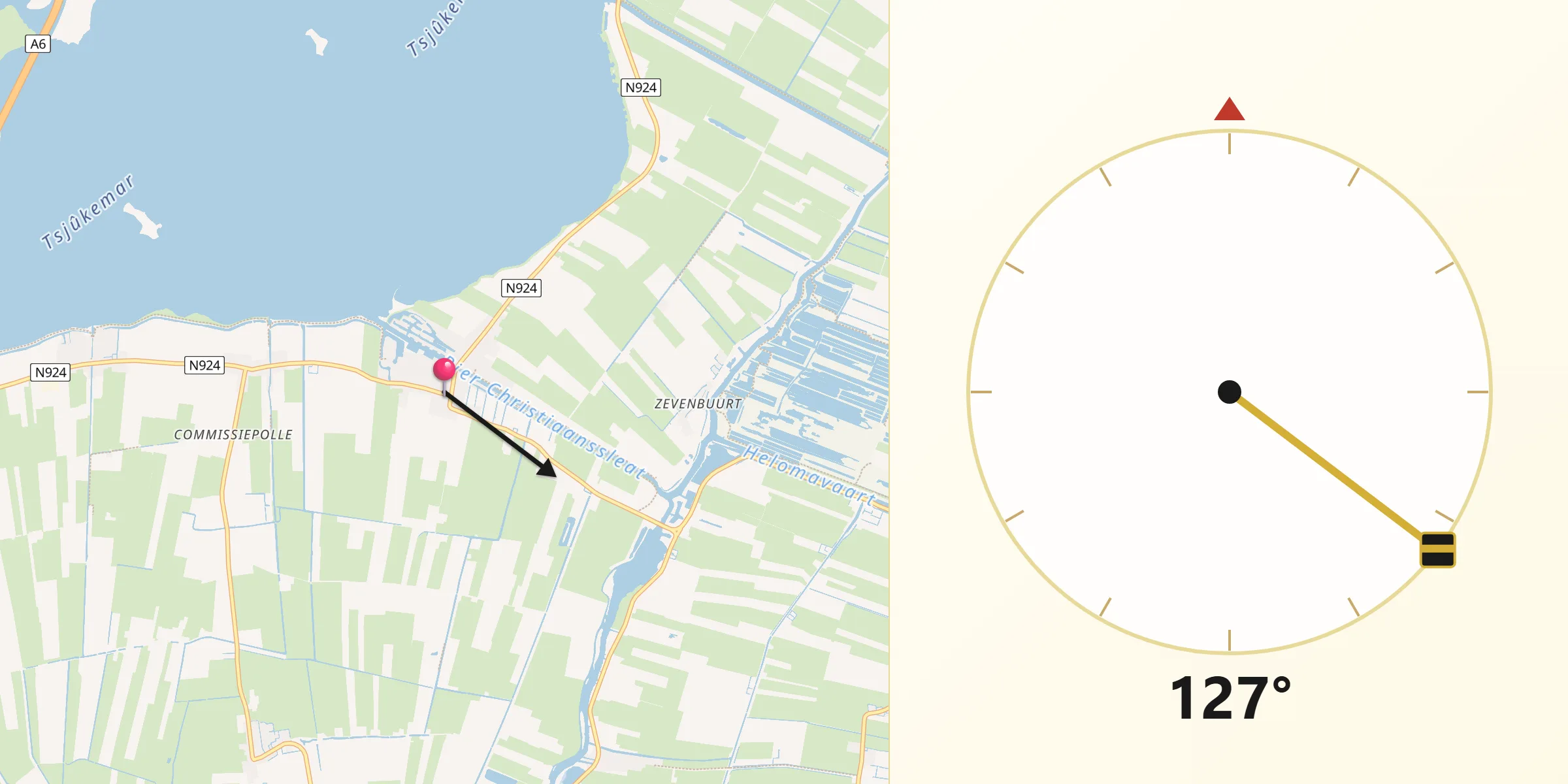 Qibla Richting vanaf Echtenerbrug