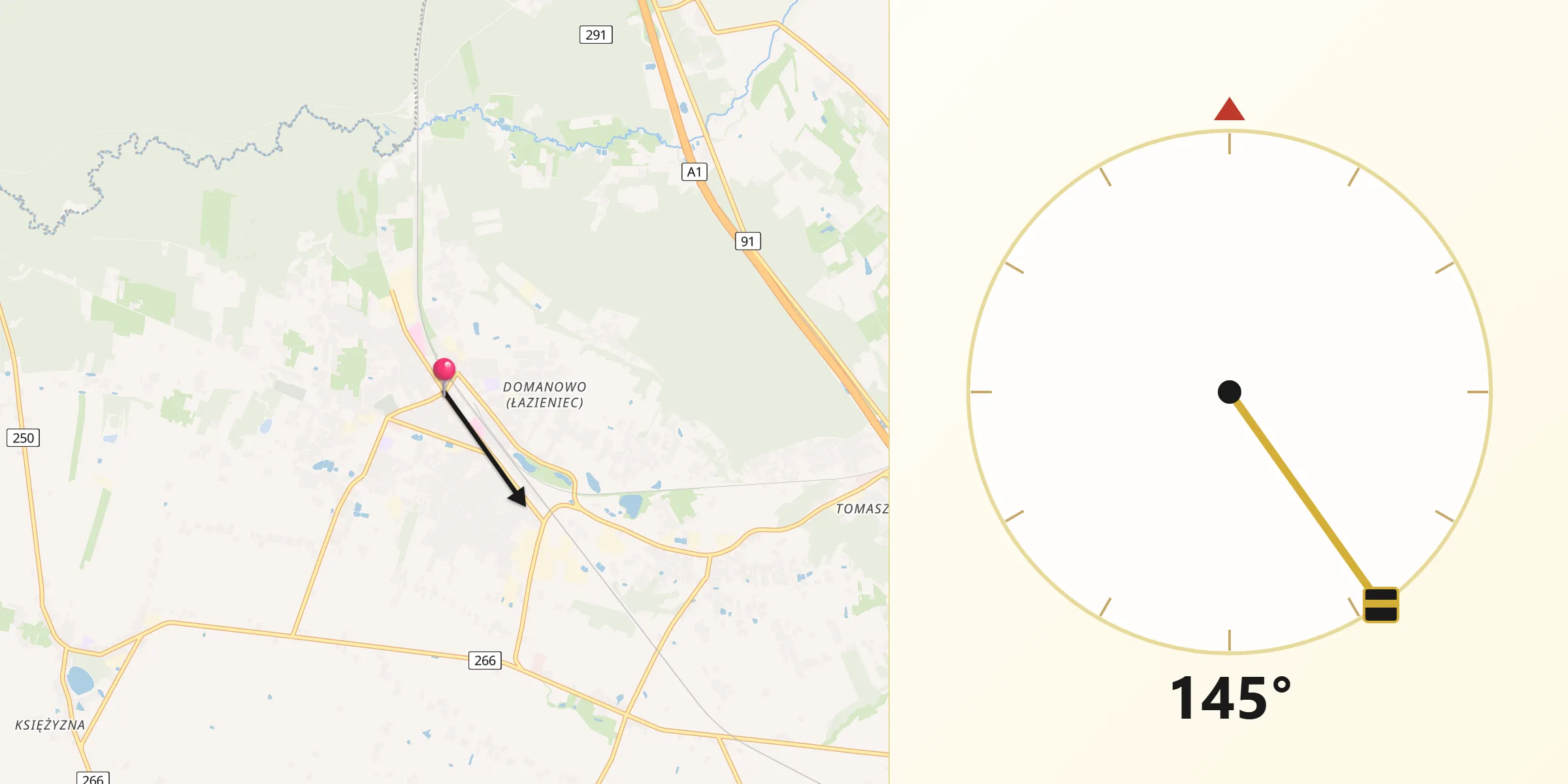 Kierunek Qibla z Aleksandrów Kujawski