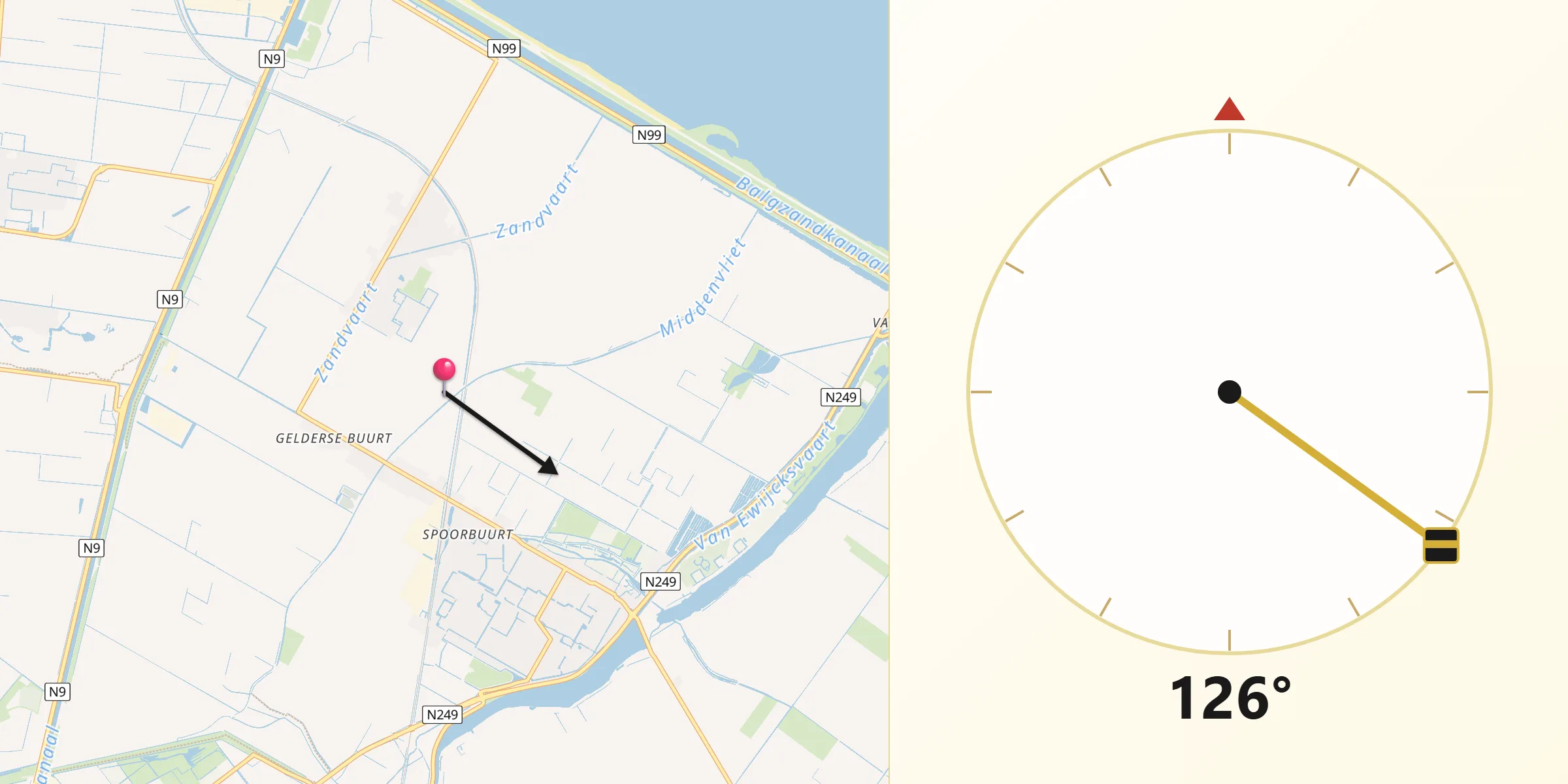 Qibla Richting vanaf Hollands Kroon