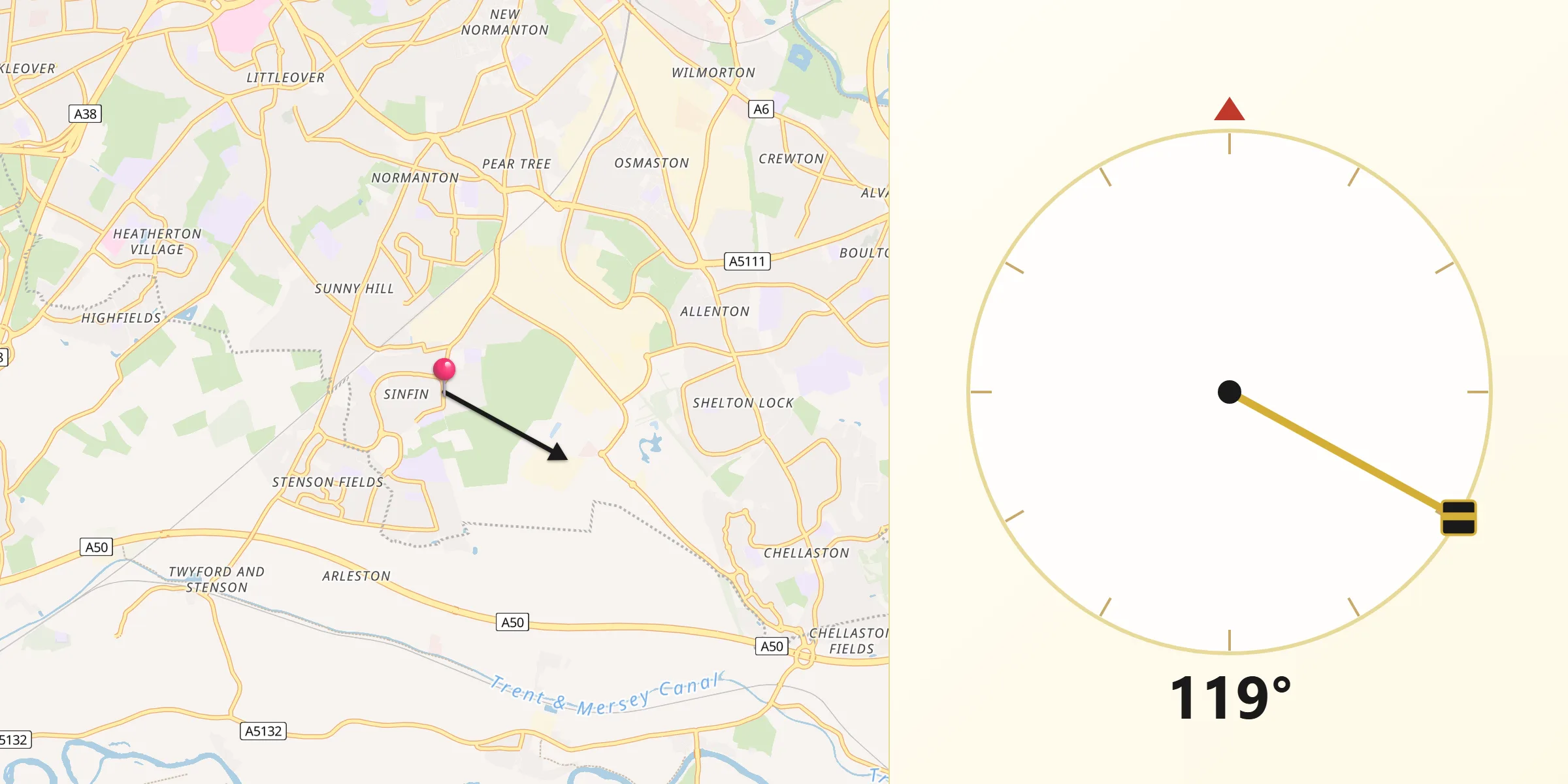 Qibla Direction from Sinfin