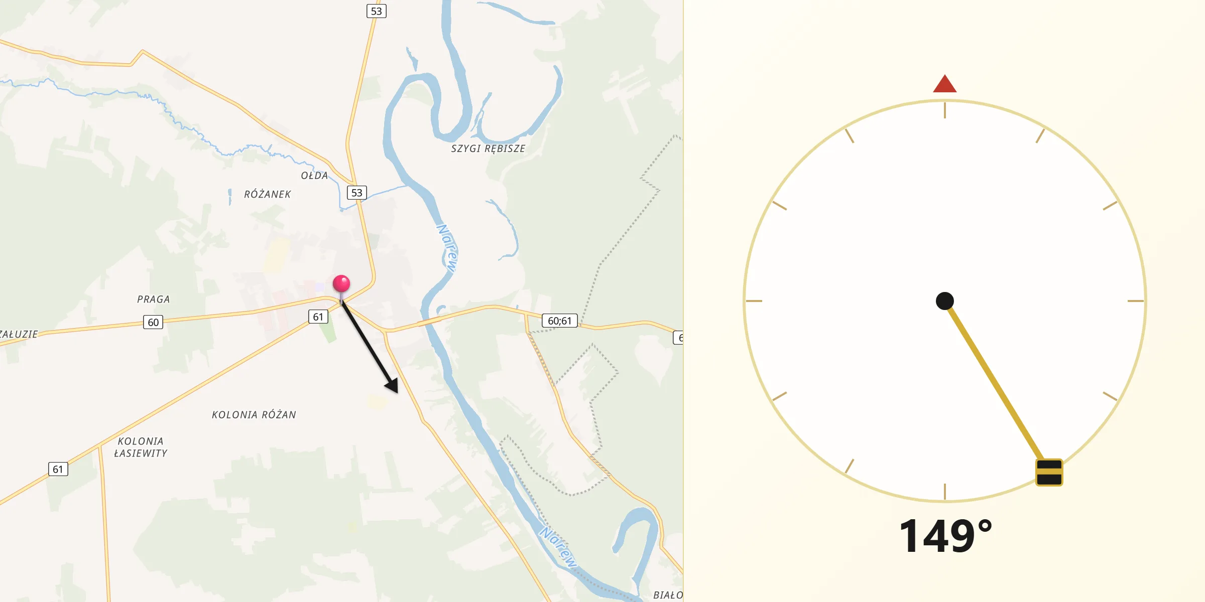 Kierunek Qibla z Różan
