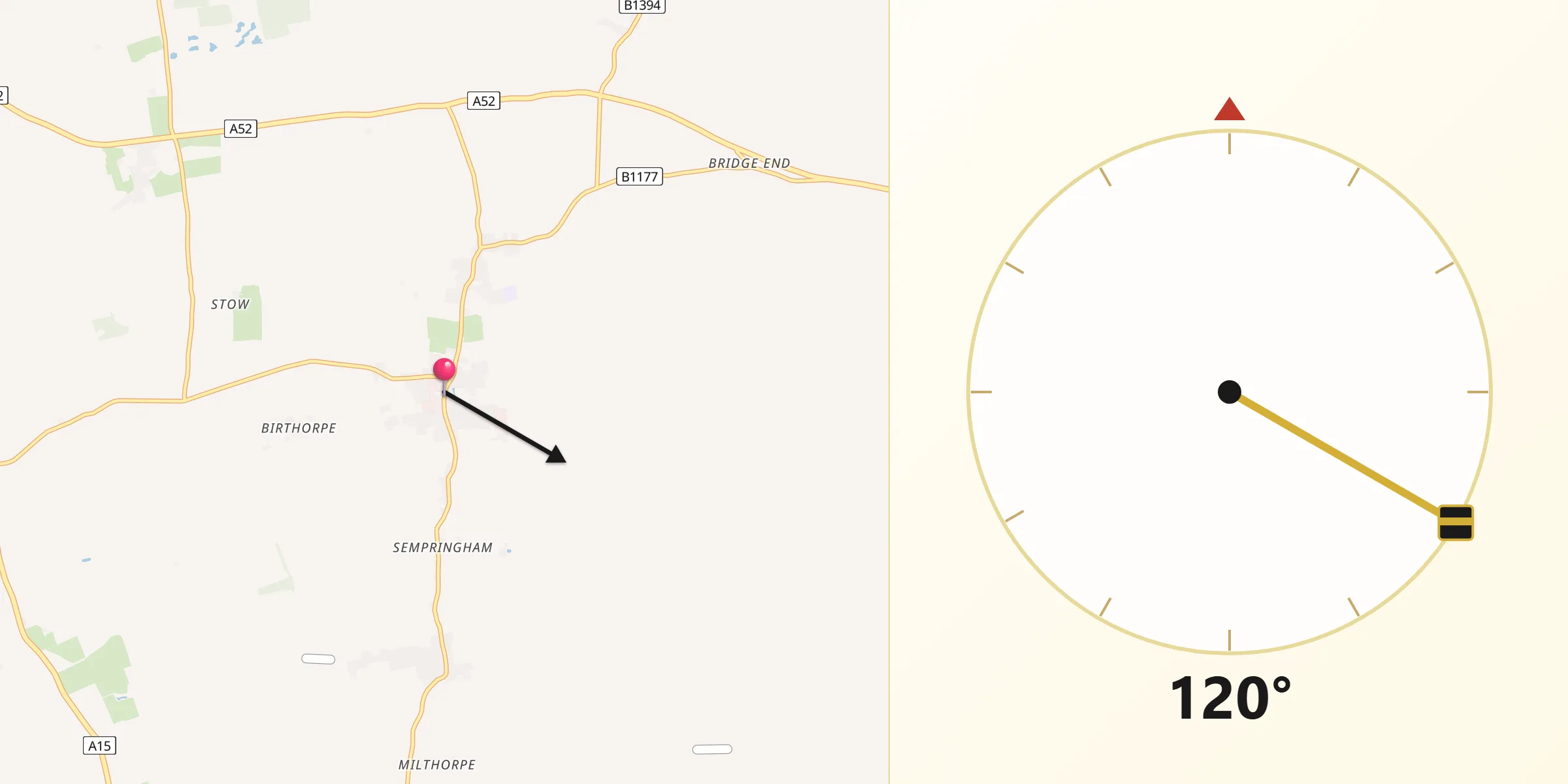 Qibla Direction from Billingborough