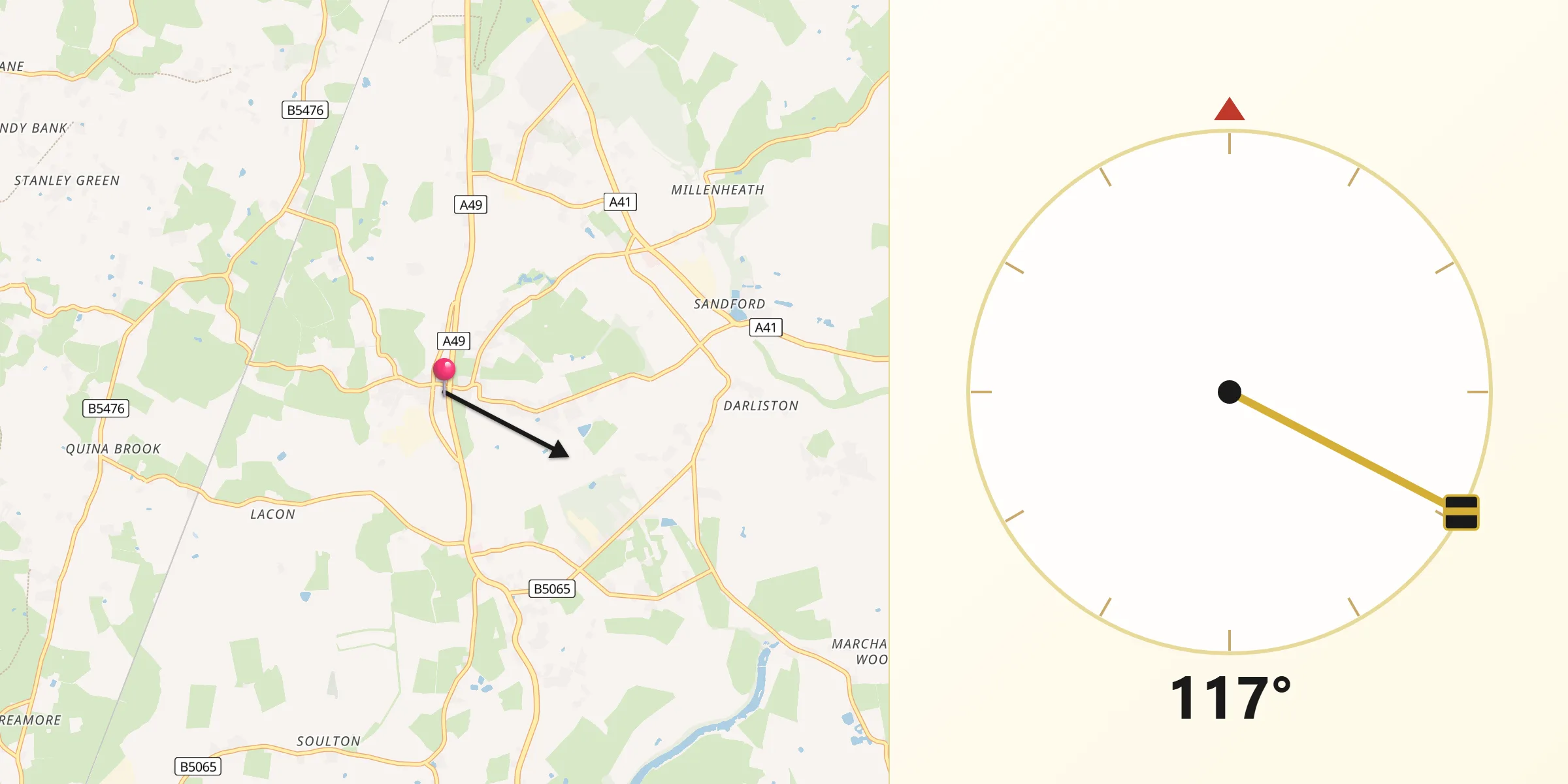 Qibla Direction from Prees