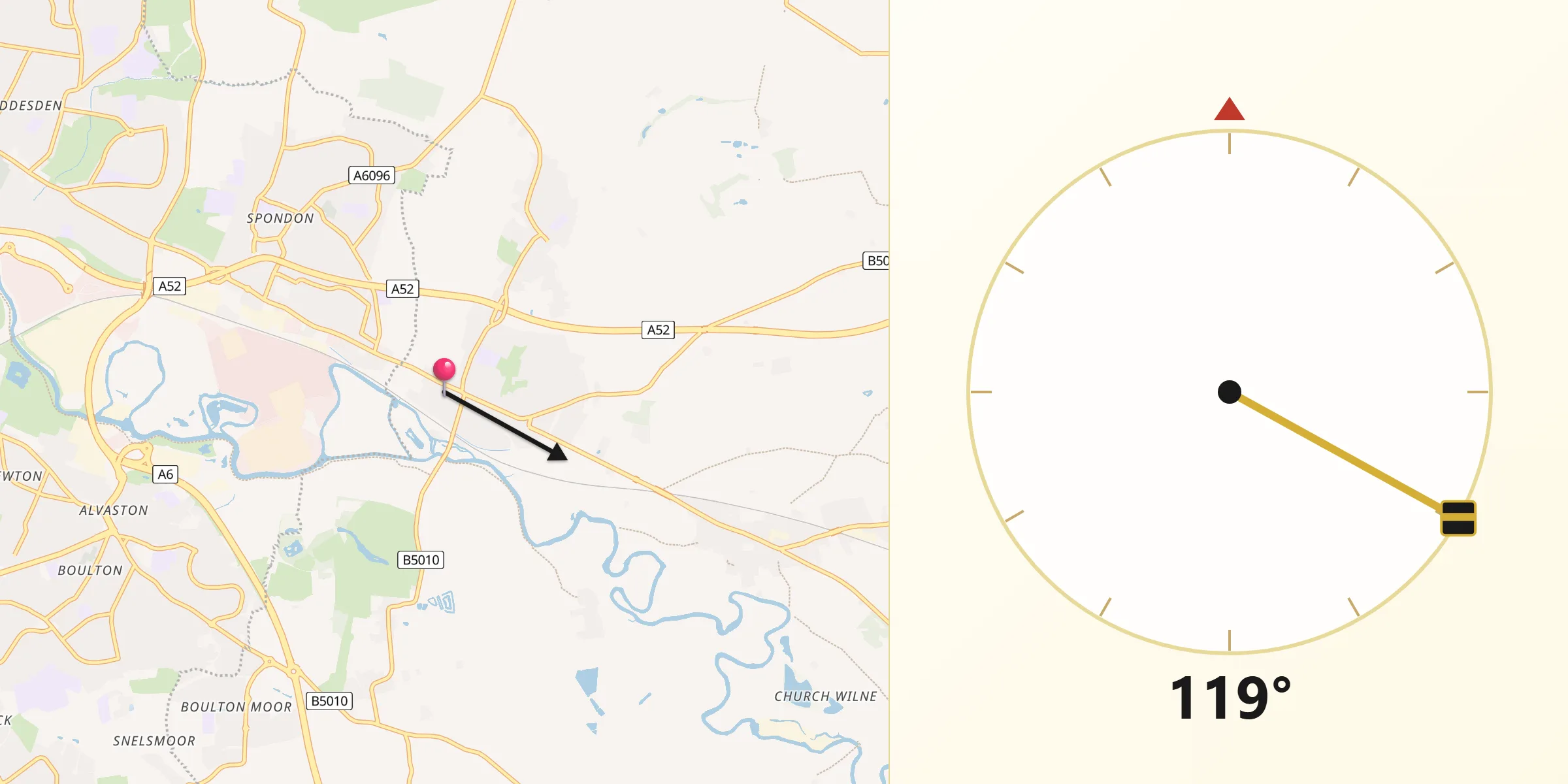 Qibla Direction from Borrowash