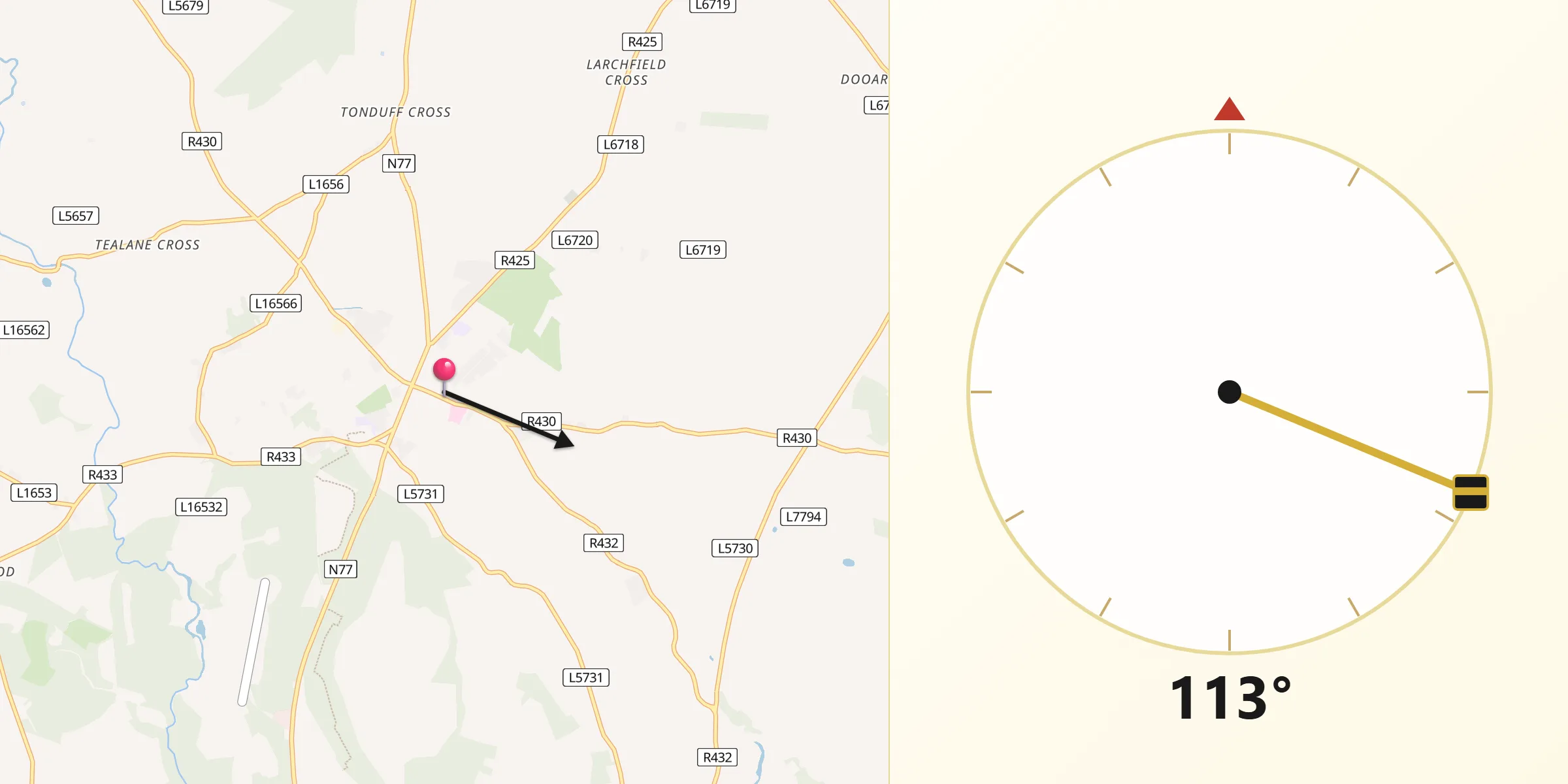 Qibla Direction from Abbeyleix