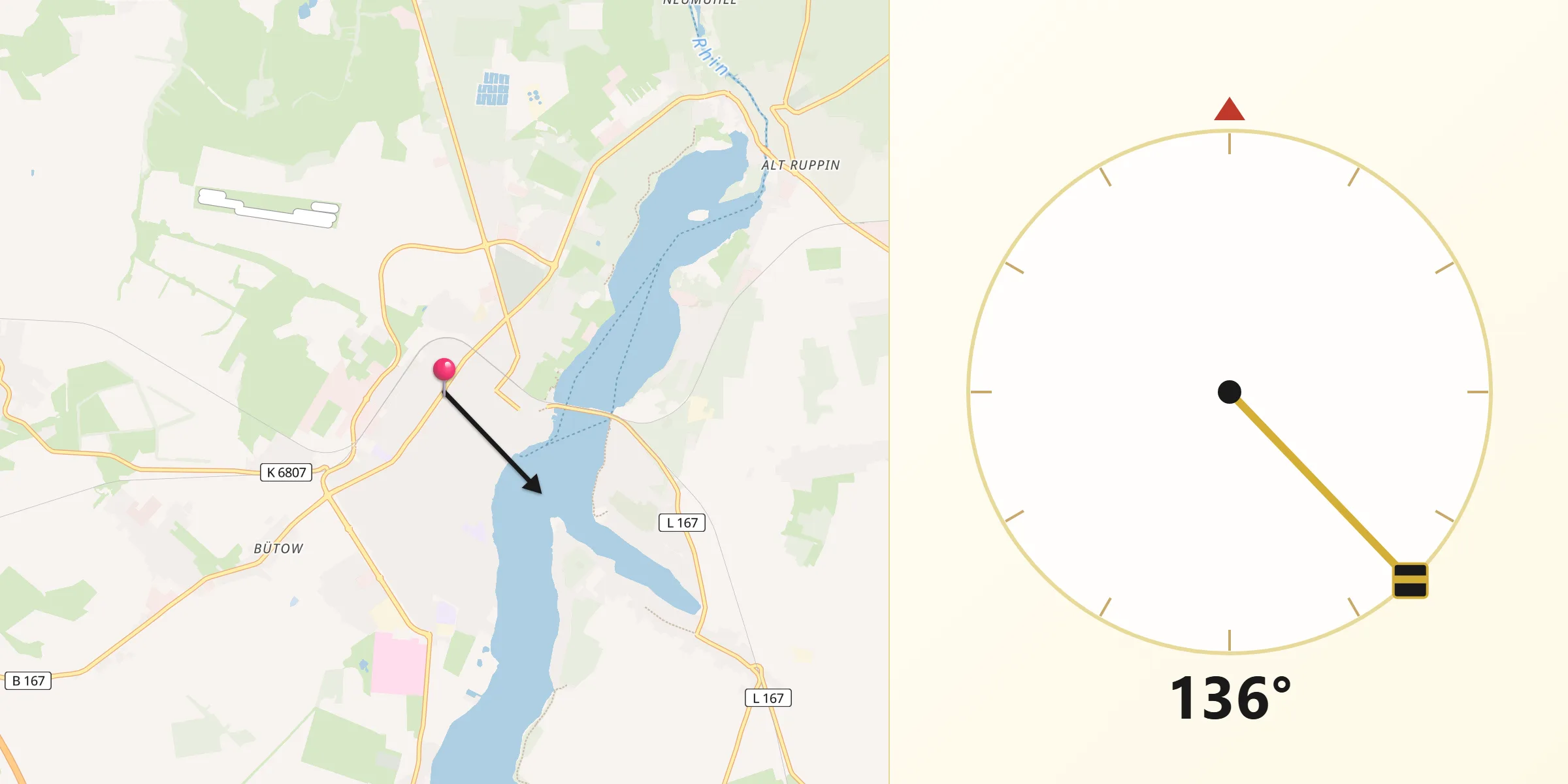 Qibla-Richtung von Neuruppin