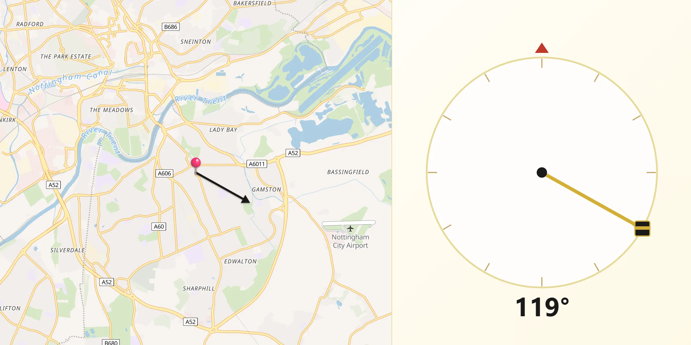 Qibla Direction from West Bridgford