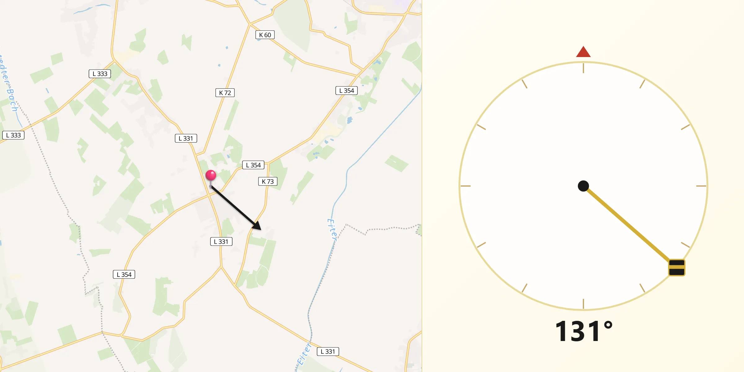 Qibla-Richtung von Emtinghausen
