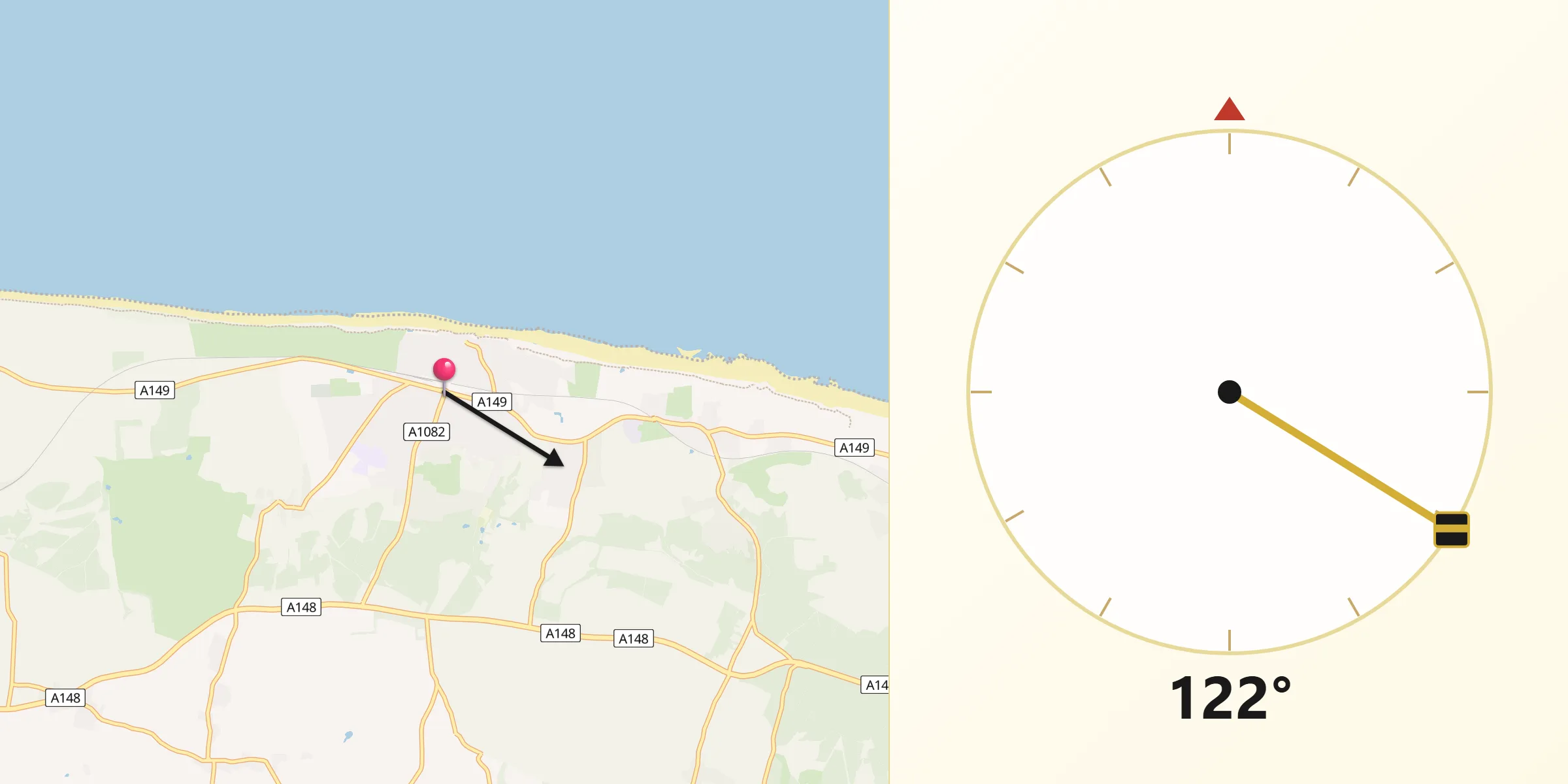 Qibla Direction from Sheringham