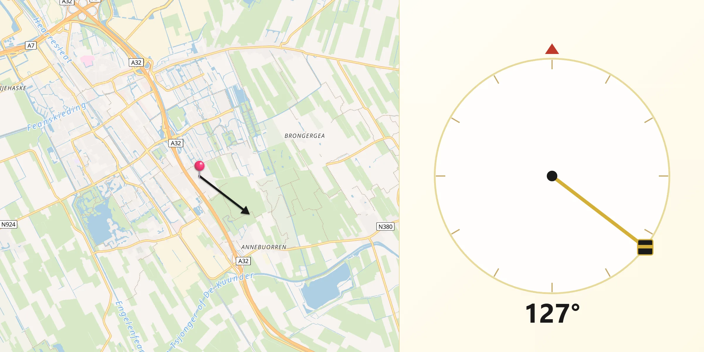Qibla Richting vanaf Oranjewoud