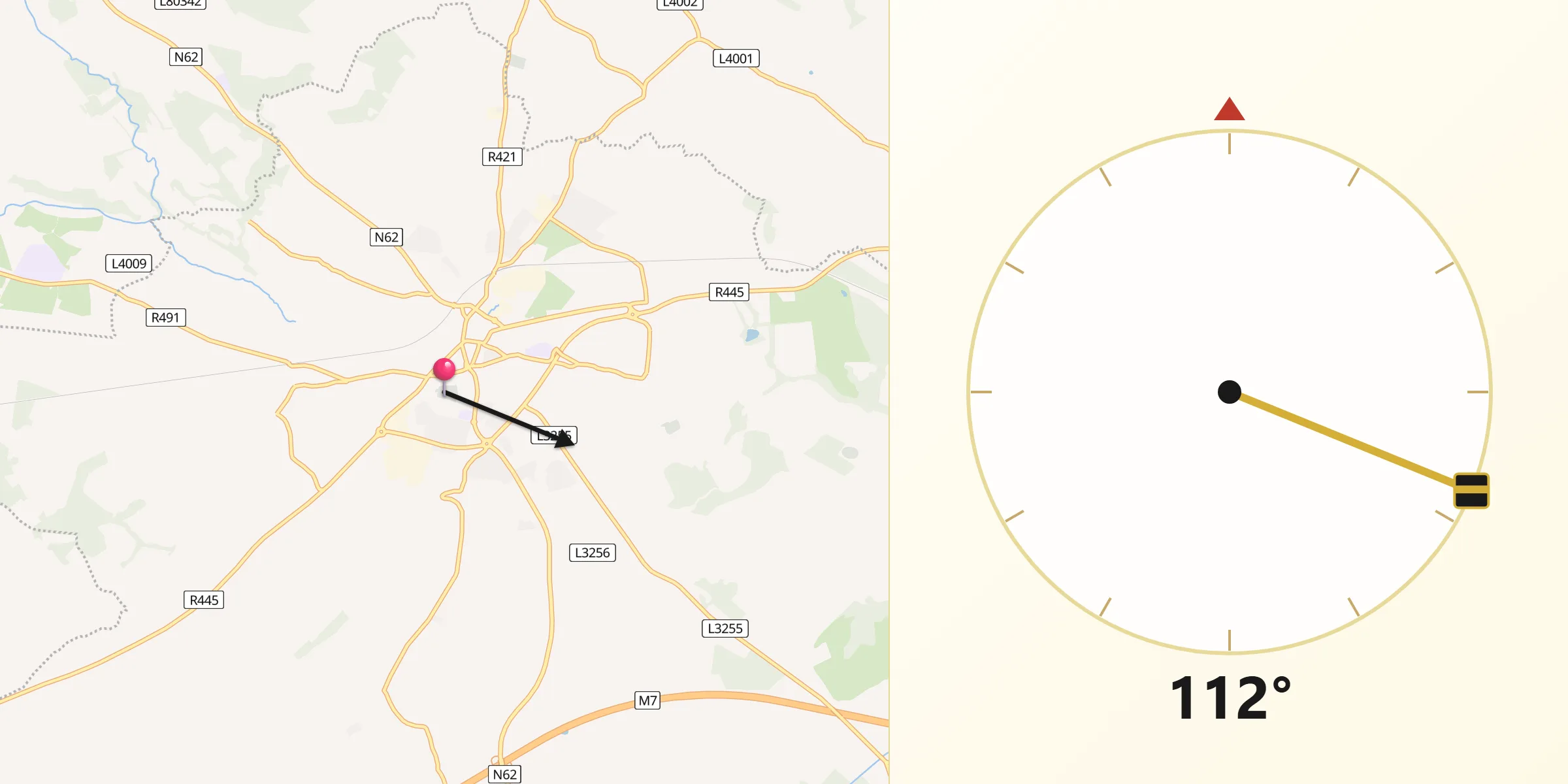 Qibla Direction from Roscrea
