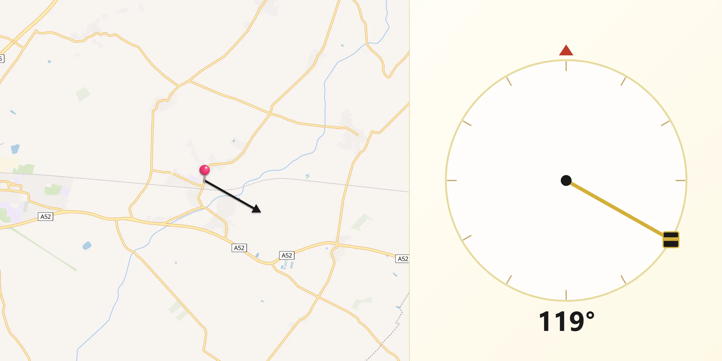Qibla Direction from Aslockton