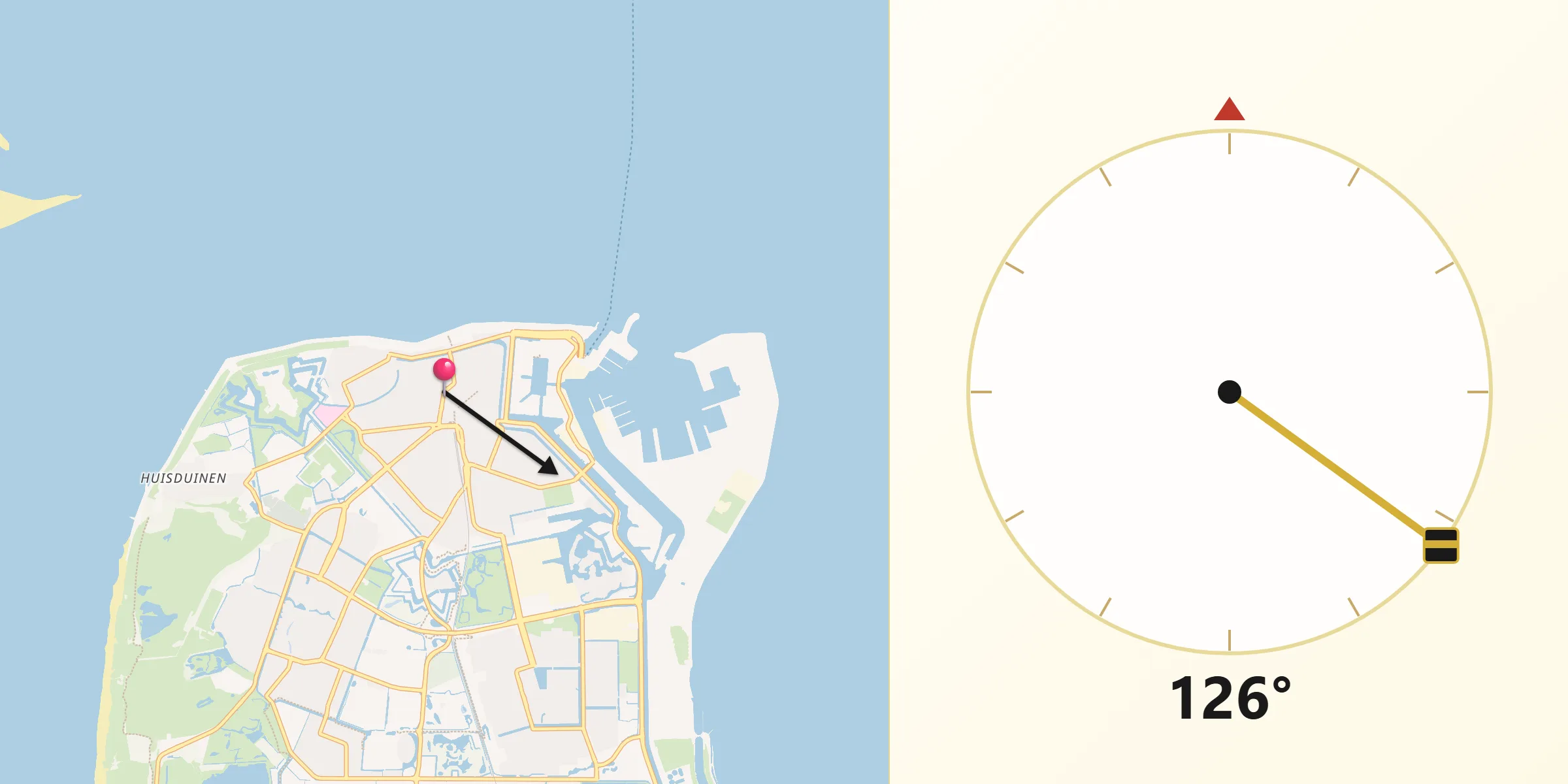 Qibla Richting vanaf Den Helder