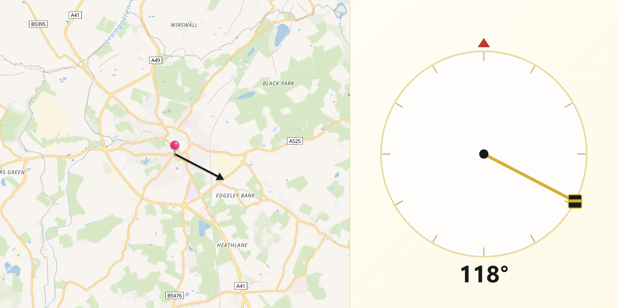 Qibla Direction from Whitchurch