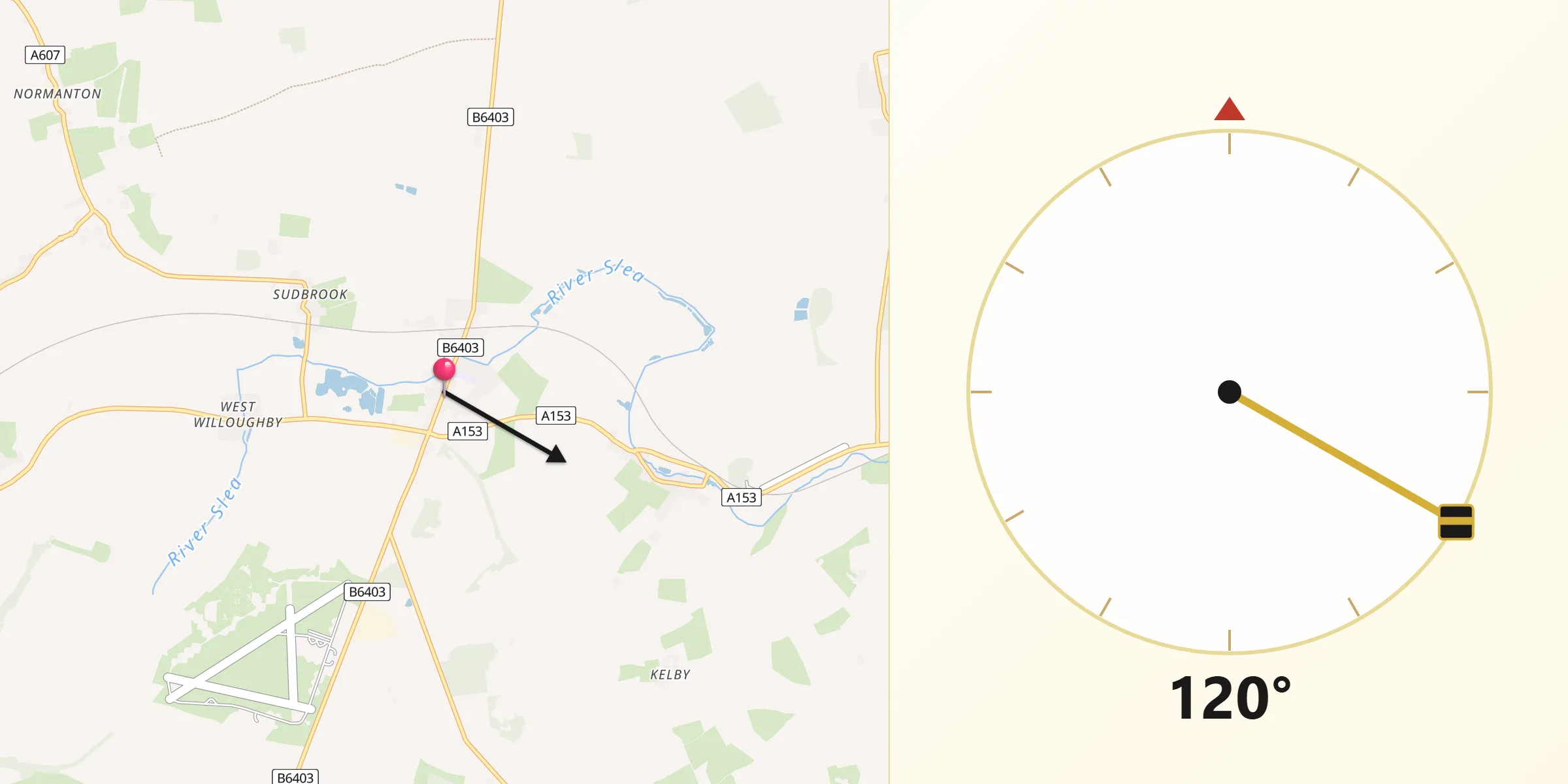 Qibla Direction from Ancaster