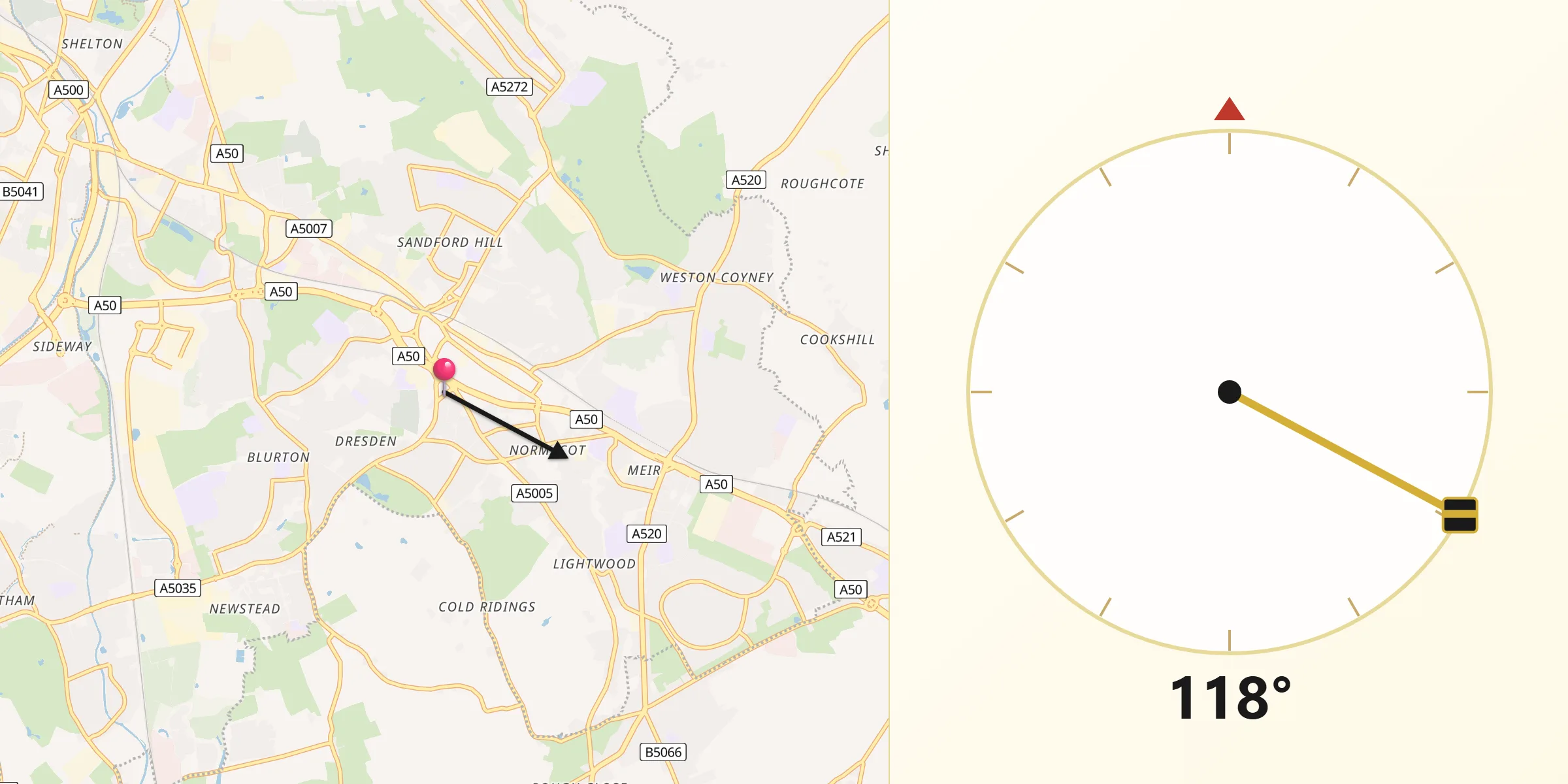 Qibla Direction from Longton
