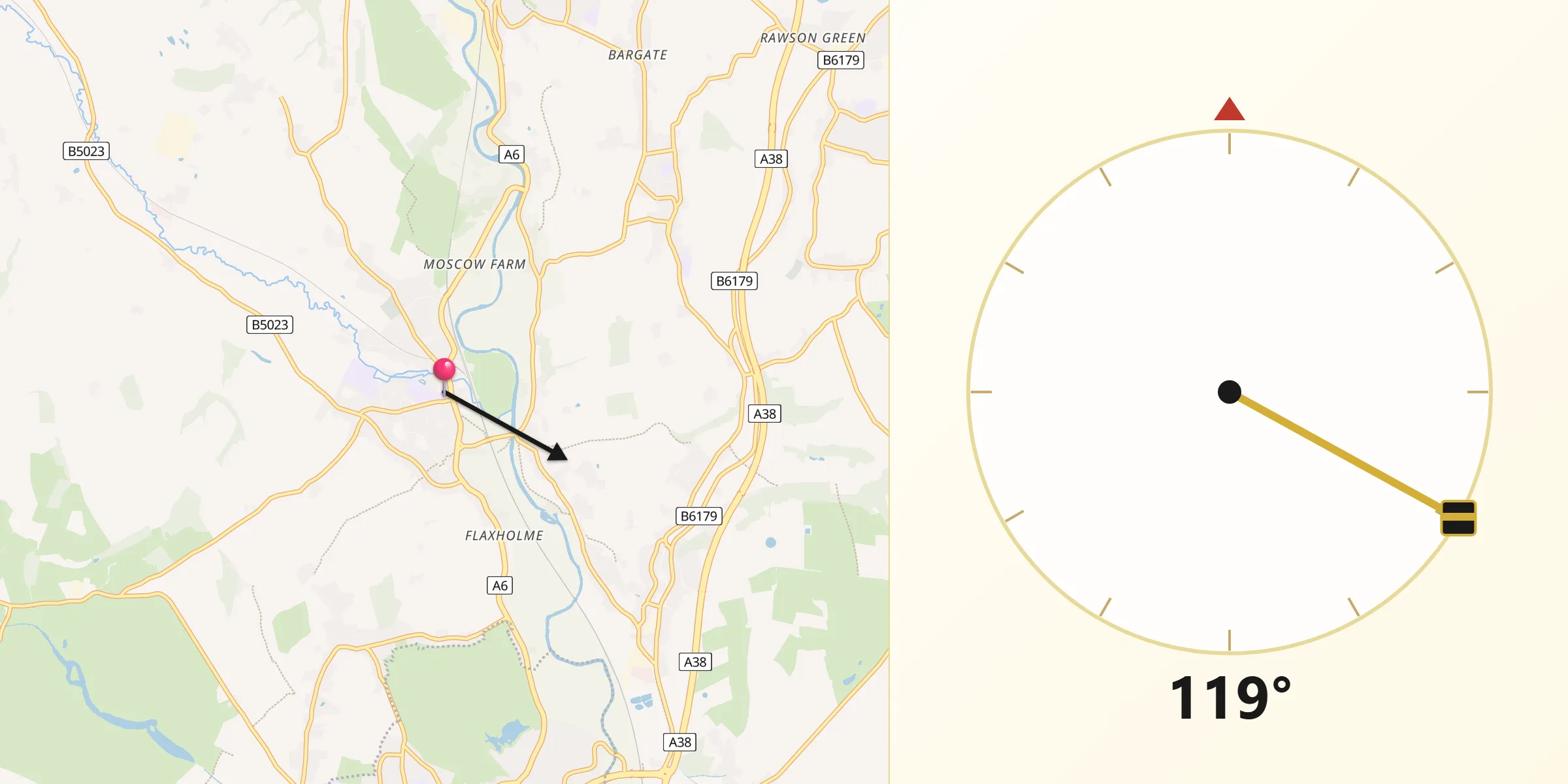 Qibla Direction from Duffield