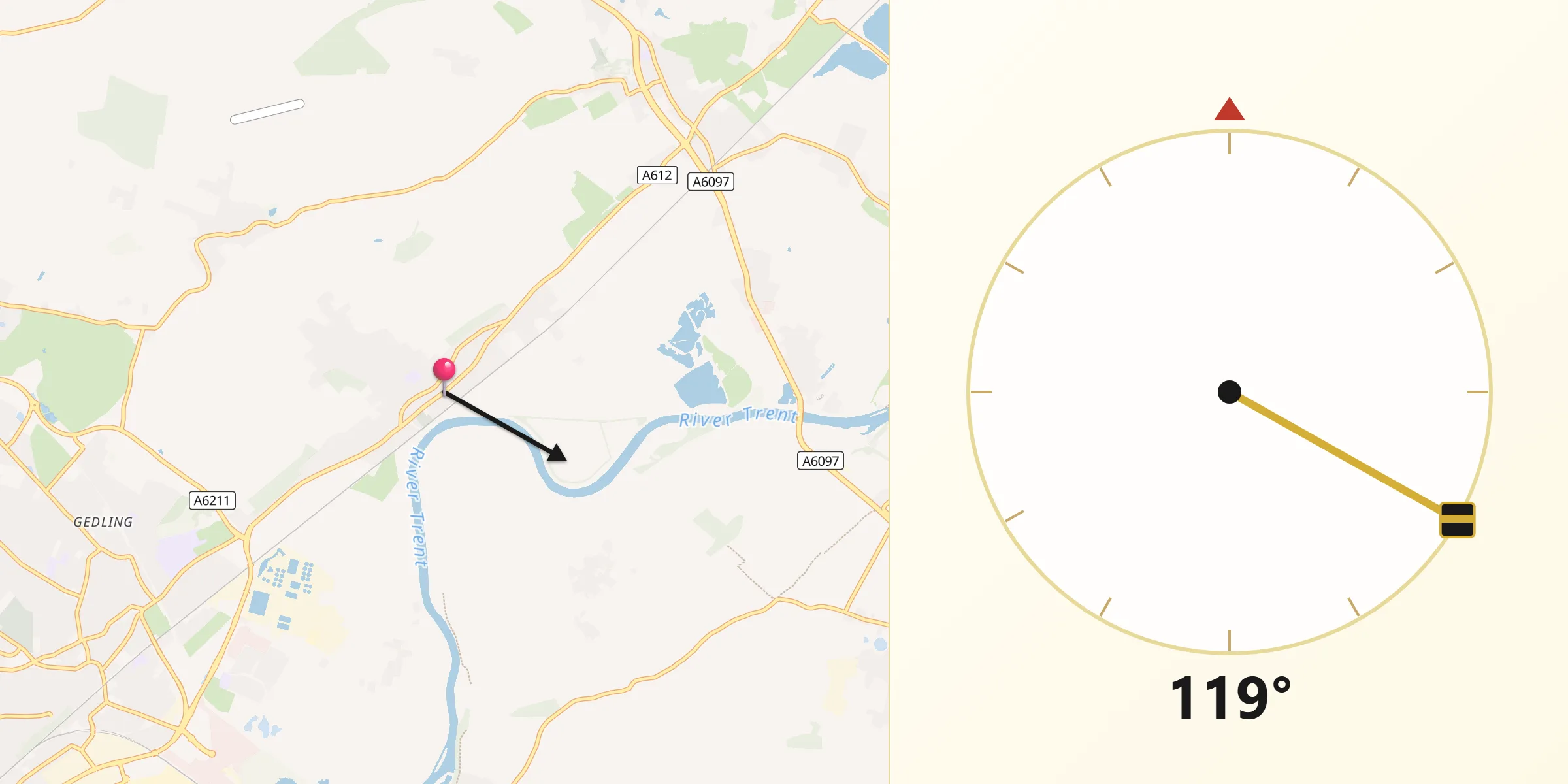 Qibla Direction from Burton Joyce