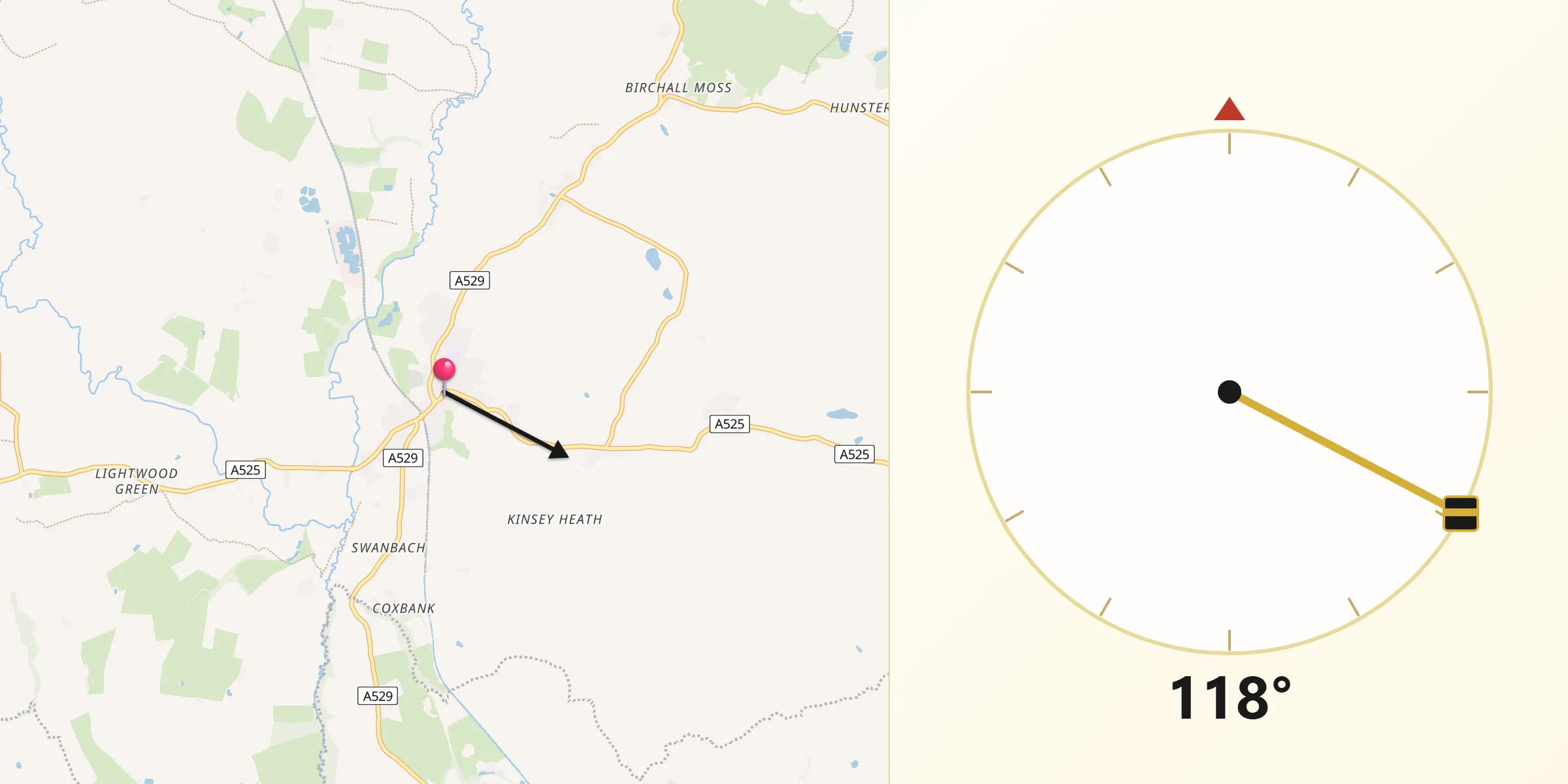 Qibla Direction from Audlem